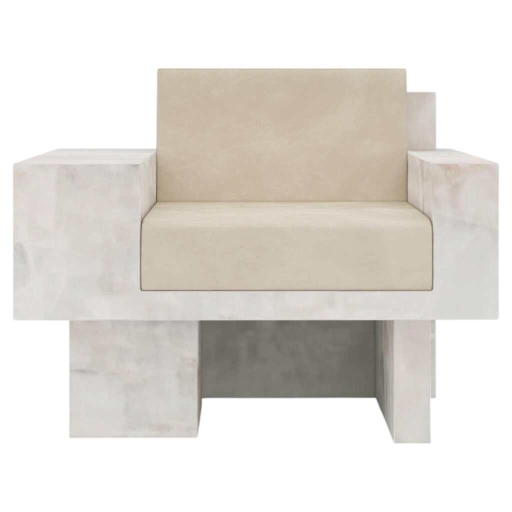 Auguste Piece 01 White Onyx Limited Edition Armchair by Tristan Montabord Marc 1