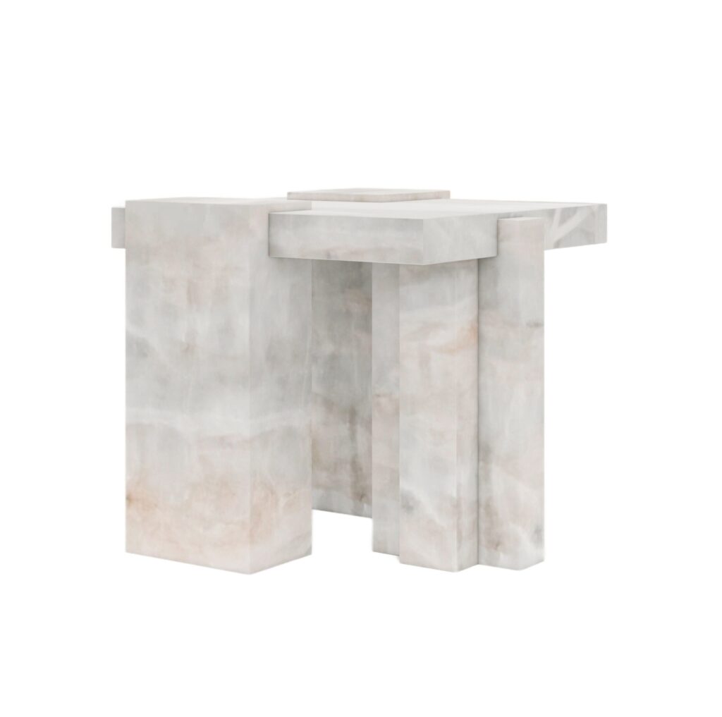 Auguste Piece 02 White Onyx Limited Edition Side Table by Tristan Montabord Marc 1