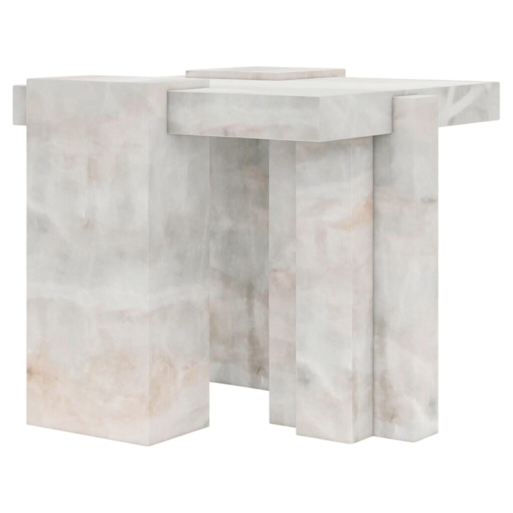 Auguste Piece 02 White Onyx Limited Edition Side Table by Tristan Montabord Marc 1