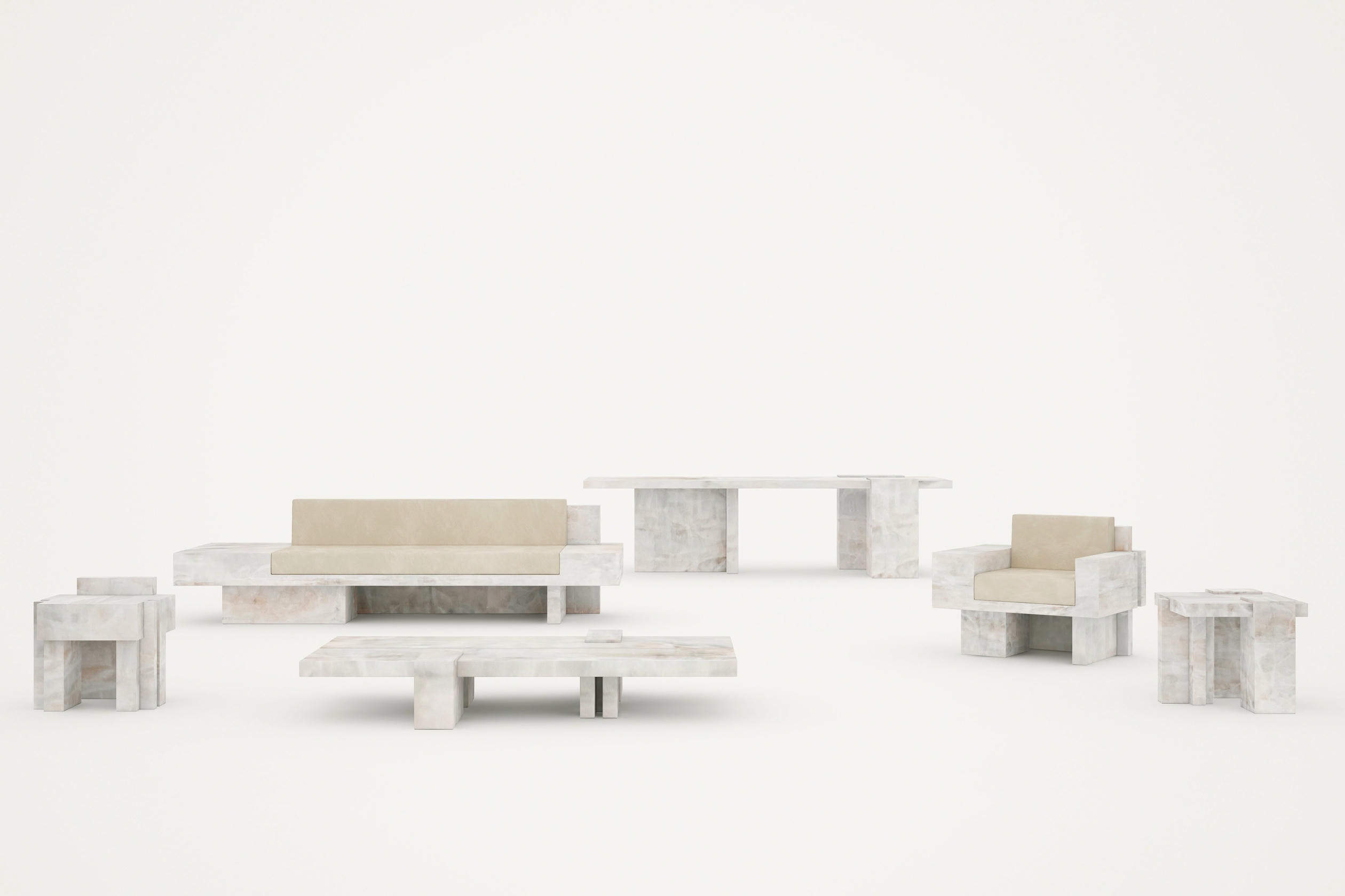 Auguste Piece 03 White Onyx Limited Edition Sofa by Tristan Montabord Marc 8