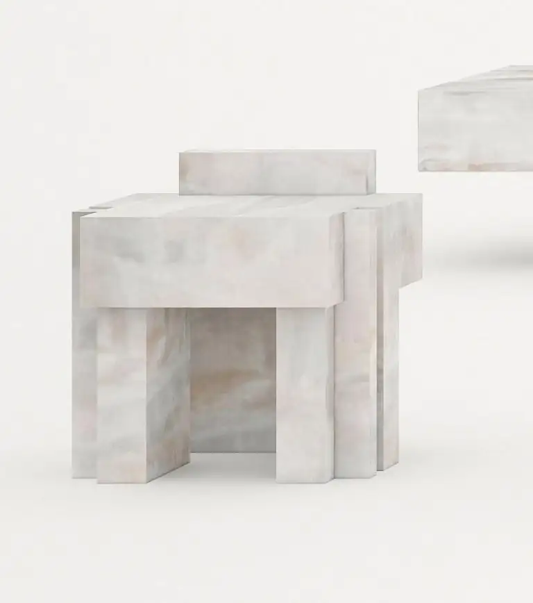Auguste Piece 06 White Onyx Limited Edition Stool by Tristan