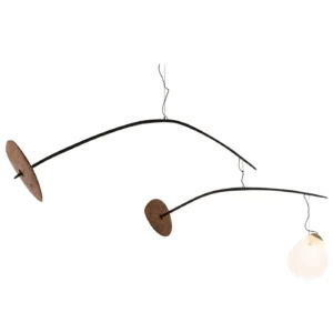 Dark Wood, Organic Curved Form Sculptural Mobile Chandelier by Jérôme Pereira