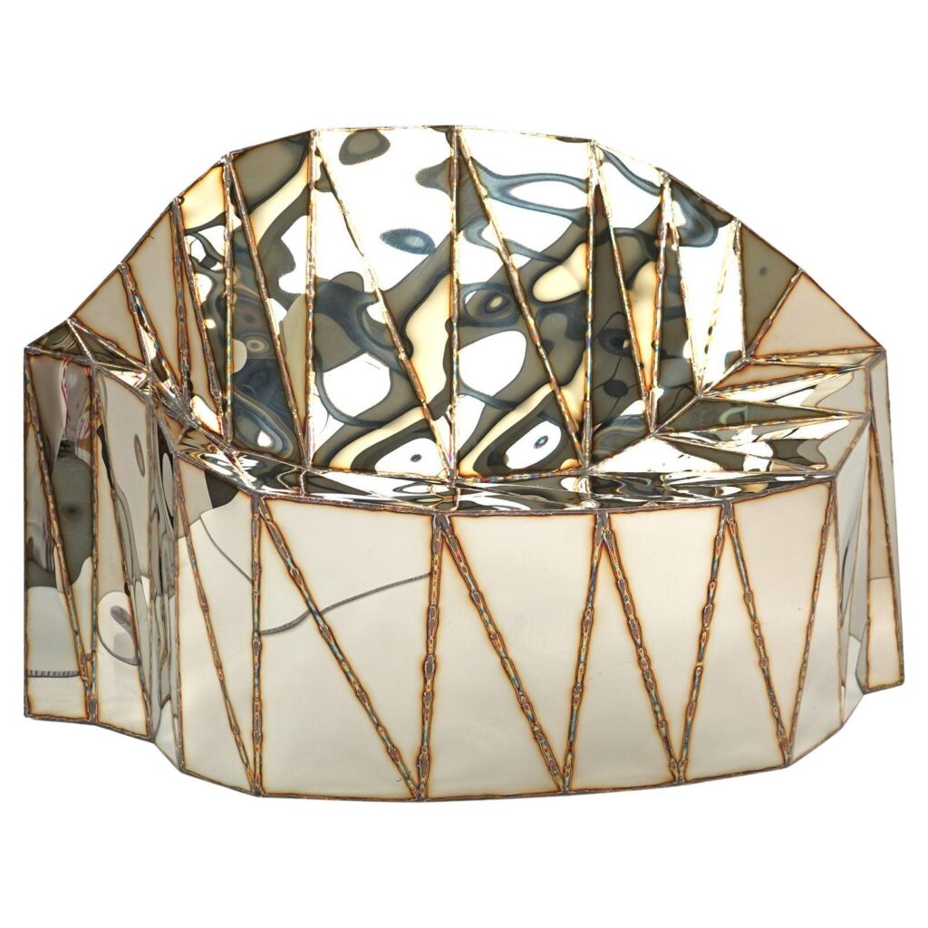 Bezier Chair in Welded Mirror Polished Stainless Steel by Julian Mayor 1