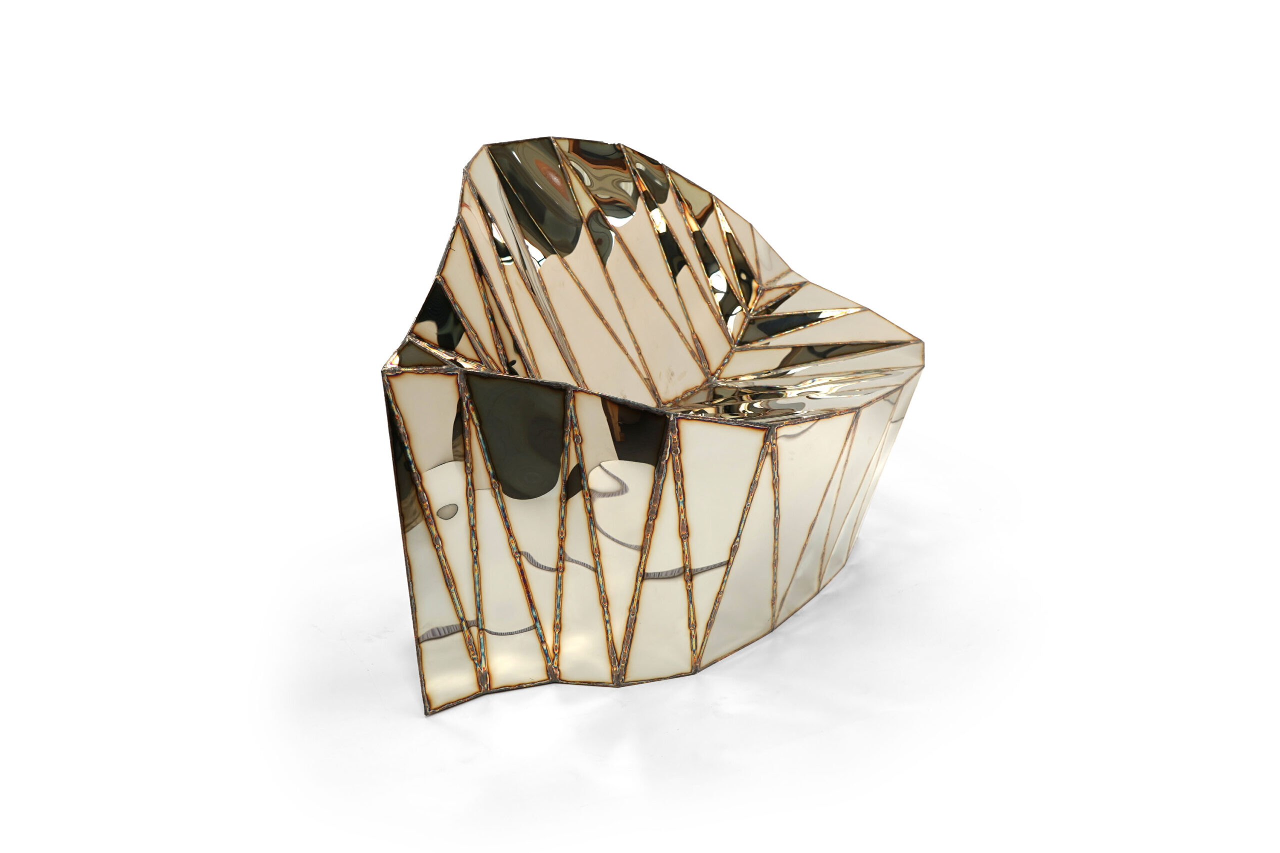 Bezier Chair in Welded Mirror Polished Stainless Steel by Julian Mayor 2