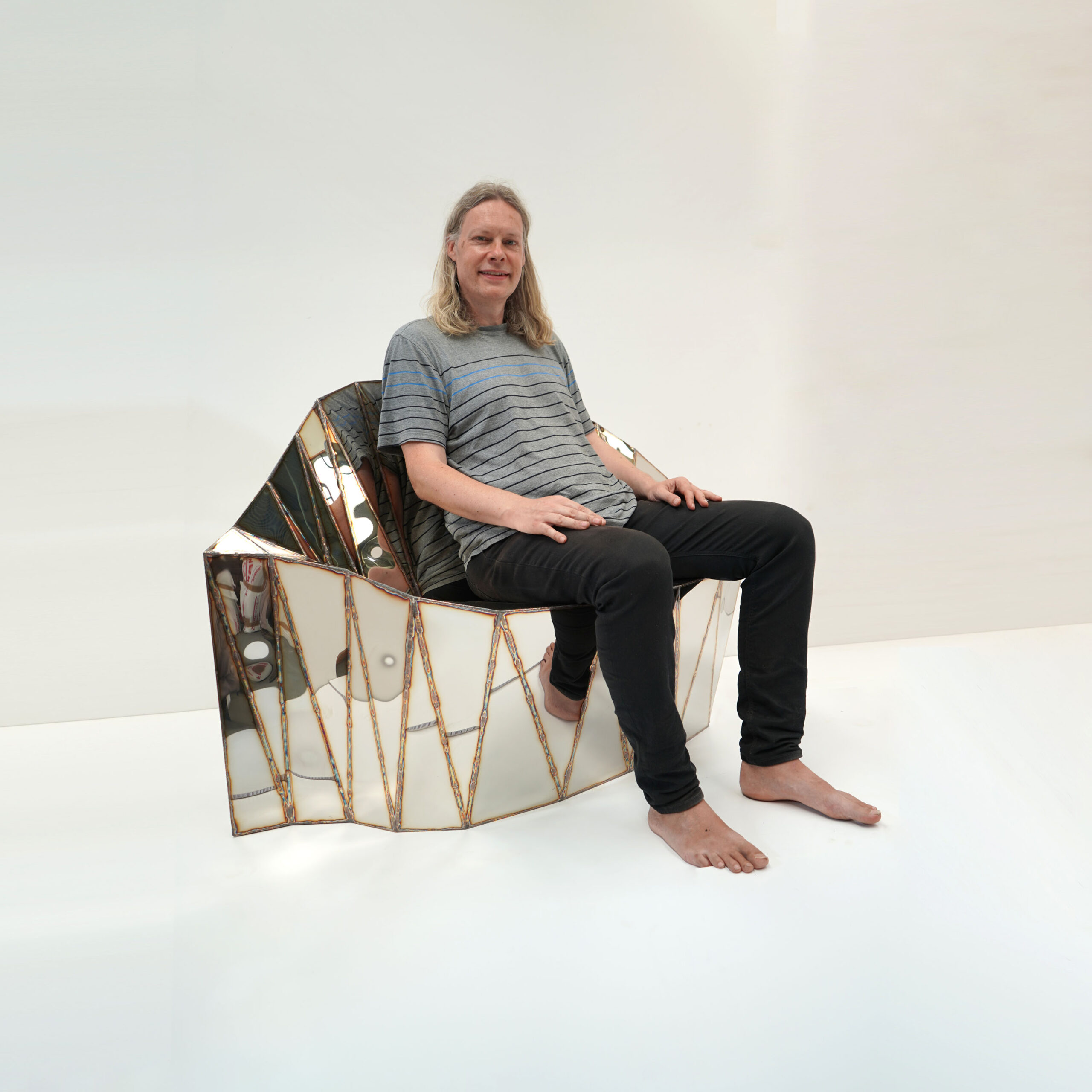 Bezier Chair in Welded Mirror Polished Stainless Steel by Julian Mayor 4