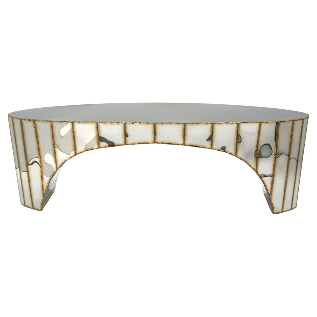 Boole Bench in Welded Mirror Polished Stainless Steel by Julian Mayor 1