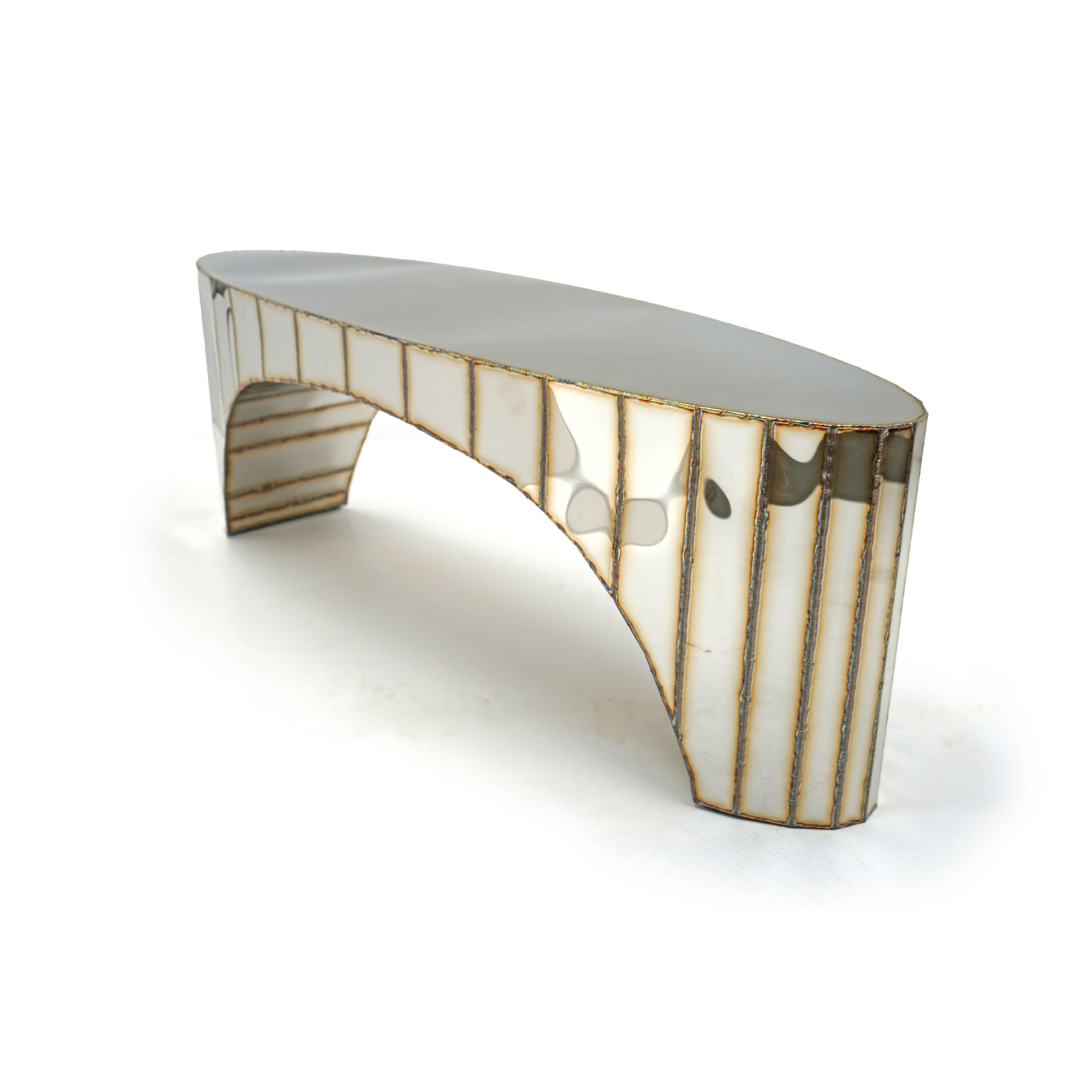 Boole Bench in Welded Mirror Polished Stainless Steel by Julian Mayor 10