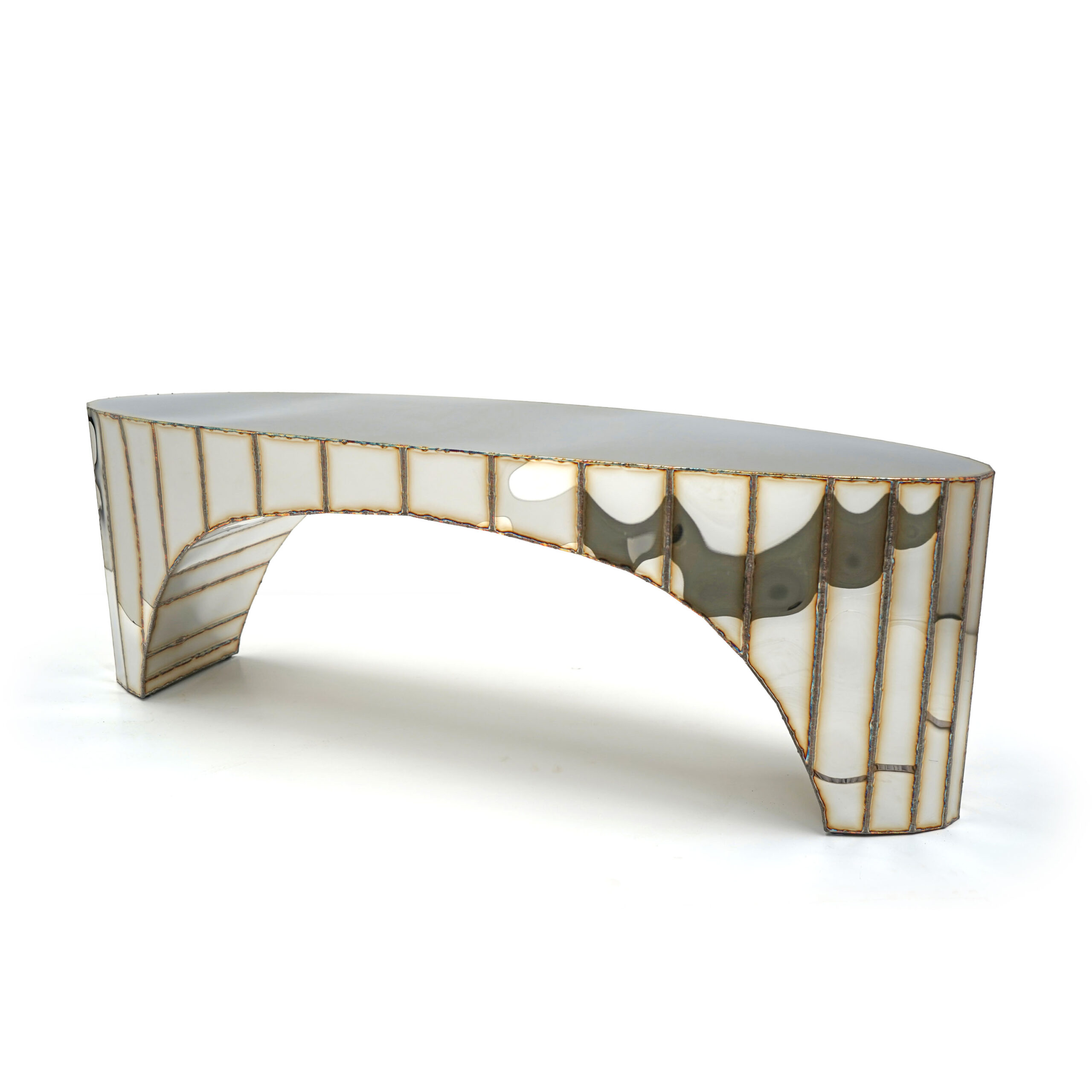 Boole Bench in Welded Mirror Polished Stainless Steel by Julian Mayor 8