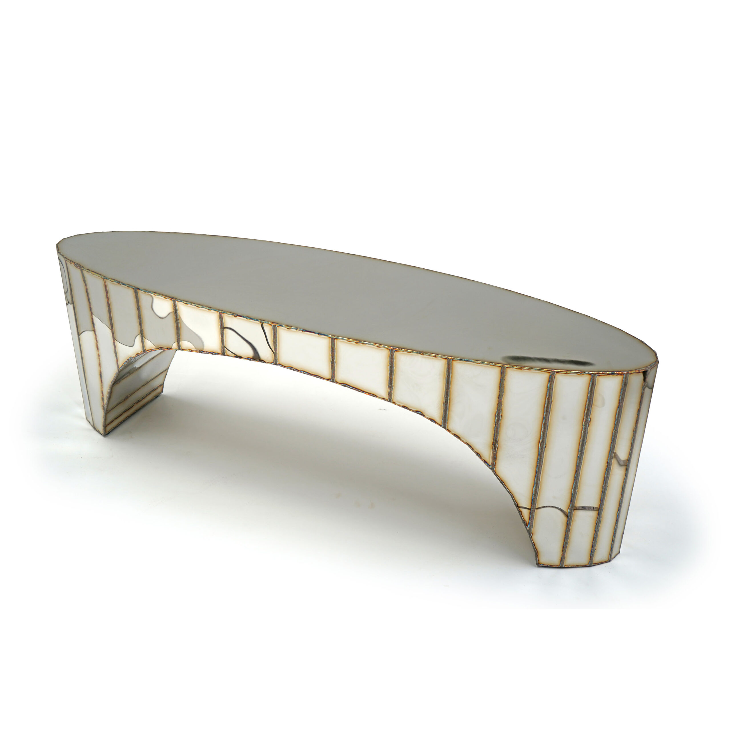 Boole Bench in Welded Mirror Polished Stainless Steel by Julian Mayor 9