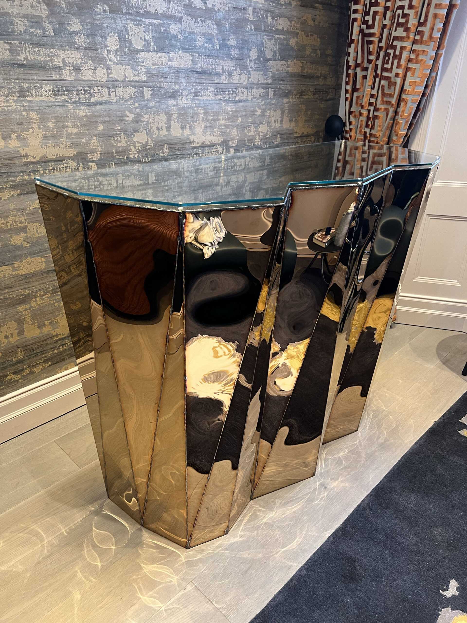 Concertina Bar in Welded Mirror Polished Stainless Steel by Julian Mayor 2