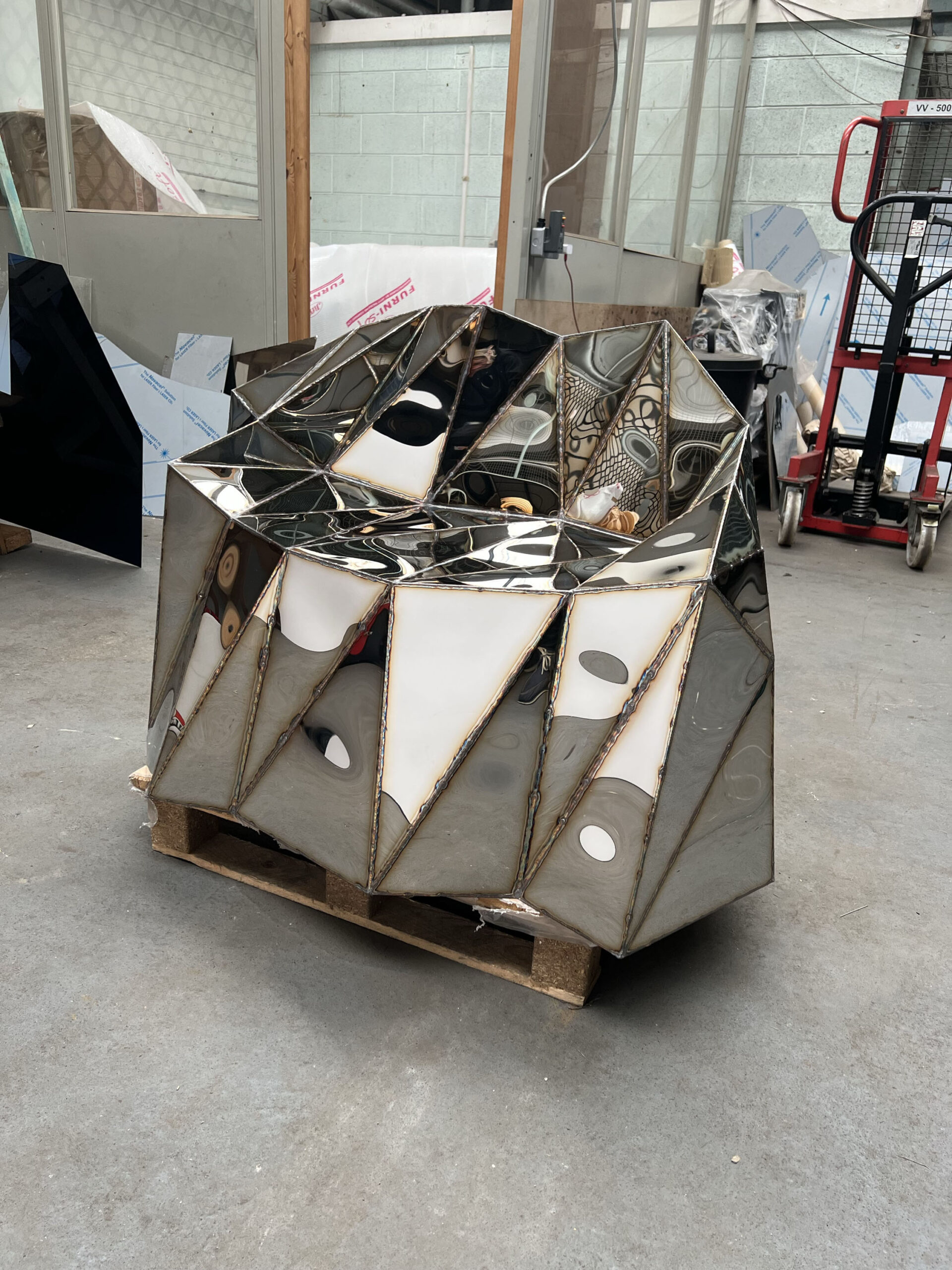 Glenda Chair in Welded Mirror Polished Stainless Steel by Julian Mayor 14