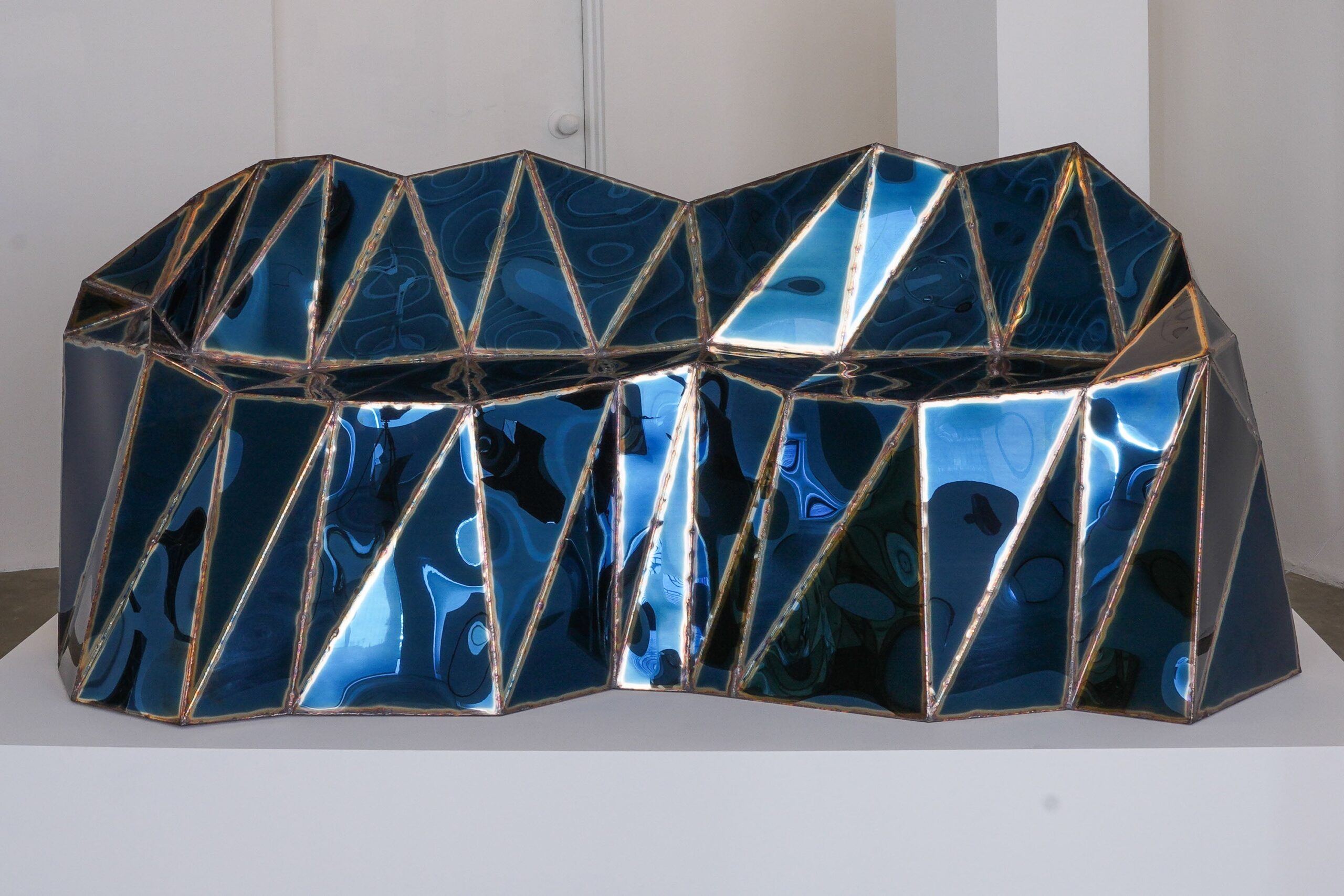 Glenda Settee in Welded Mirror Polished Stainless Steel by Julian Mayor 3
