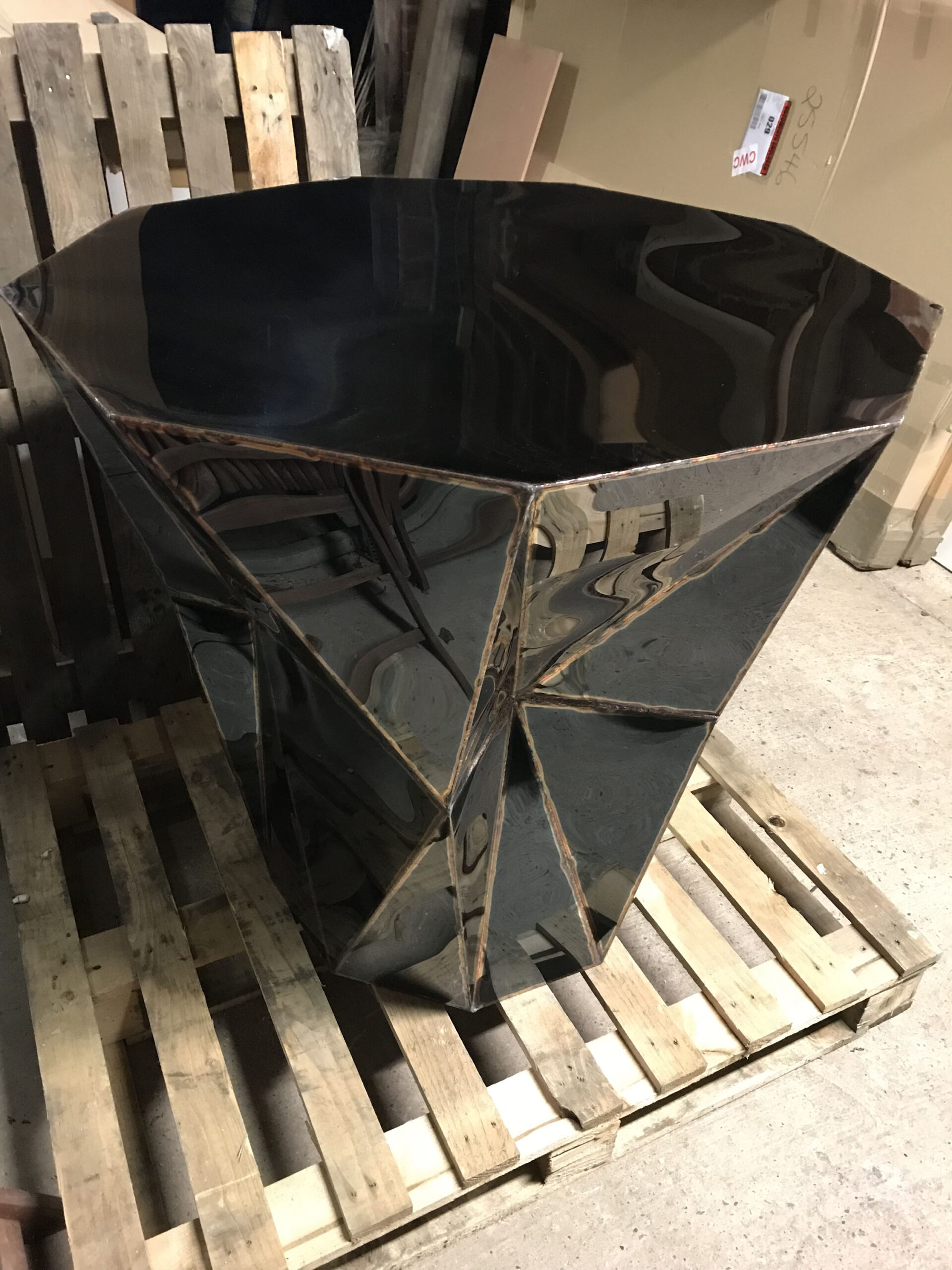 Heavy Water Gueridon in Welded Mirror Polished Stainless Steel by Julian Mayor 4