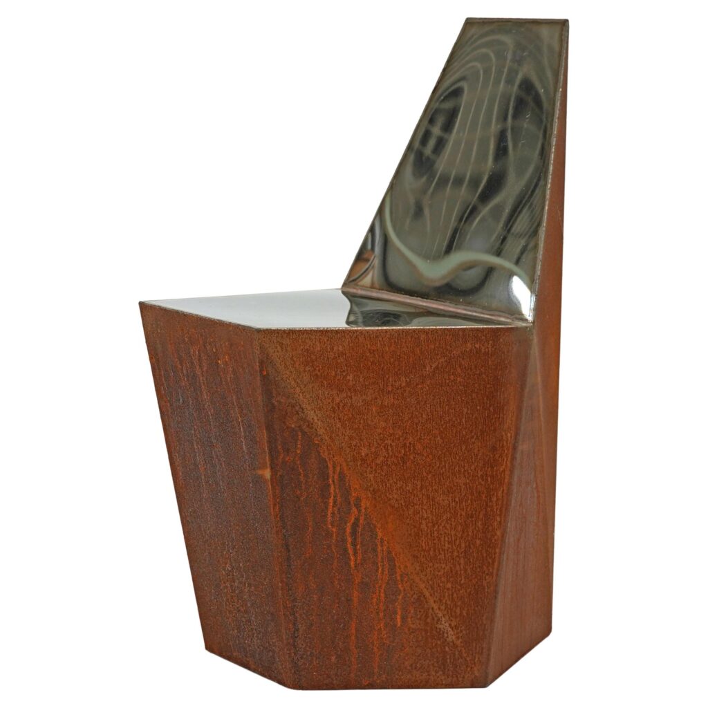 Hex Chair Corten in Welded Steel & Mirror Polish Stainless Steel by Julian Mayor 1