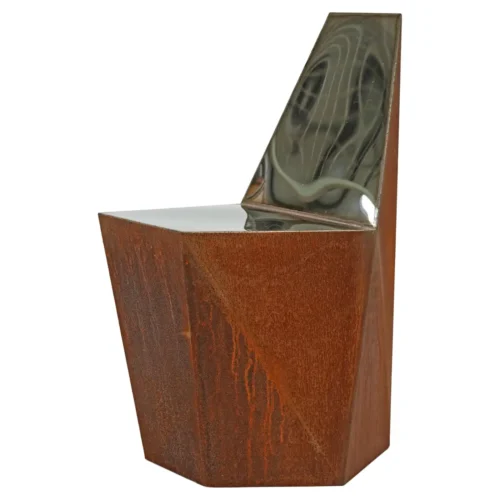 Hex Chair Corten in Welded Steel Mirror Polish Stainless Steel by Julian Mayor 1