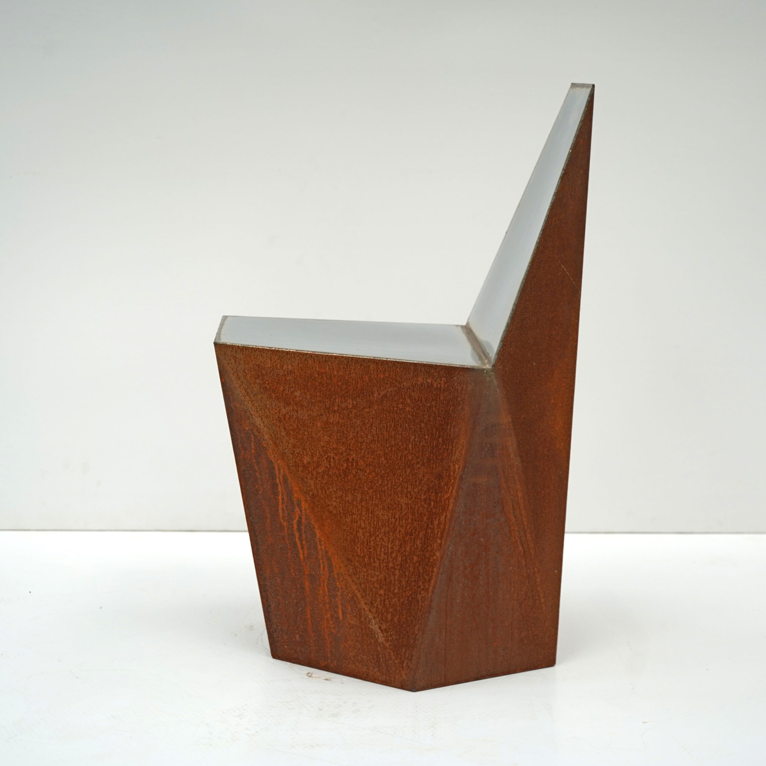 Hex Chair Corten in Welded Steel & Mirror Polish Stainless Steel by Julian Mayor 2
