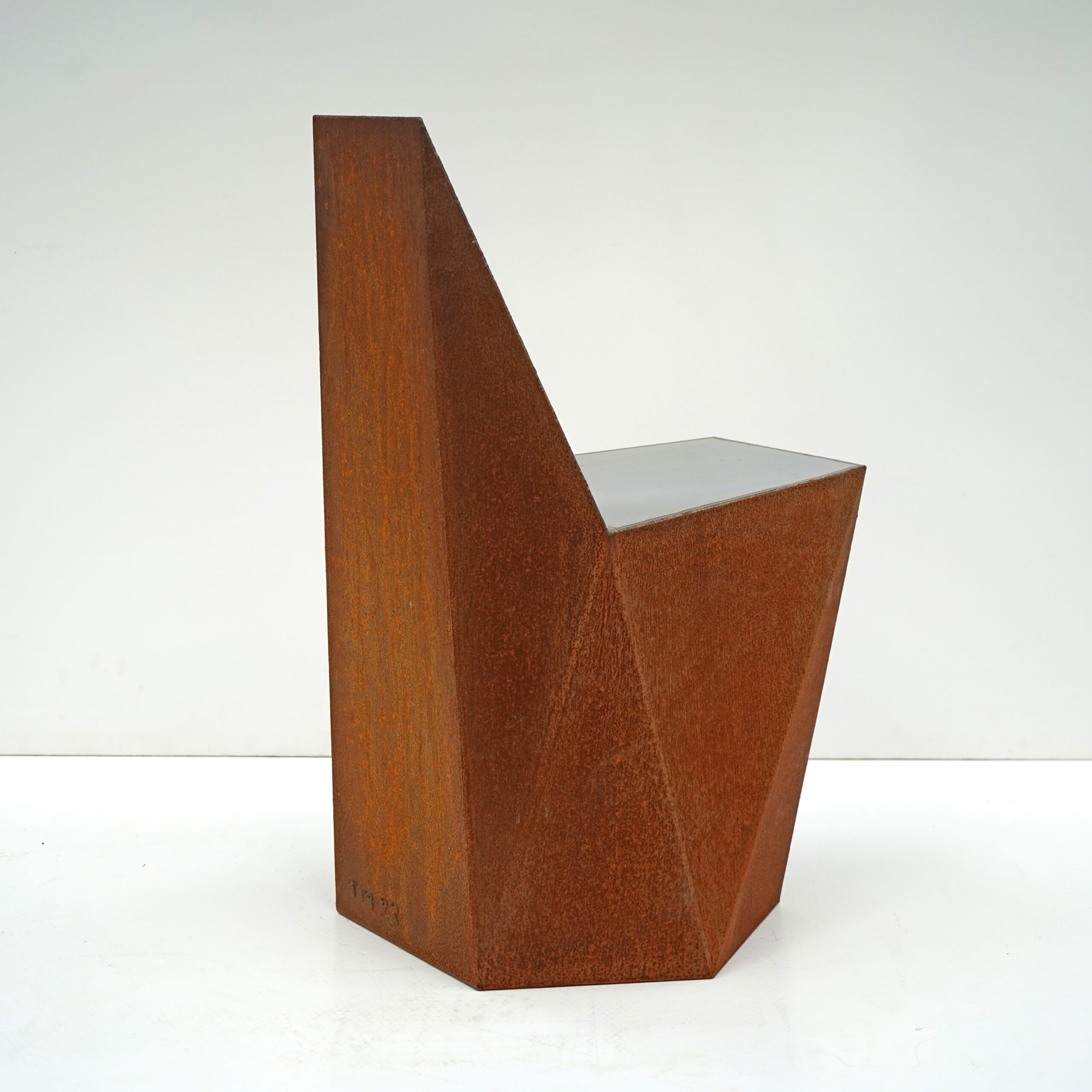 Hex Chair Corten in Welded Steel & Mirror Polish Stainless Steel by Julian Mayor 5