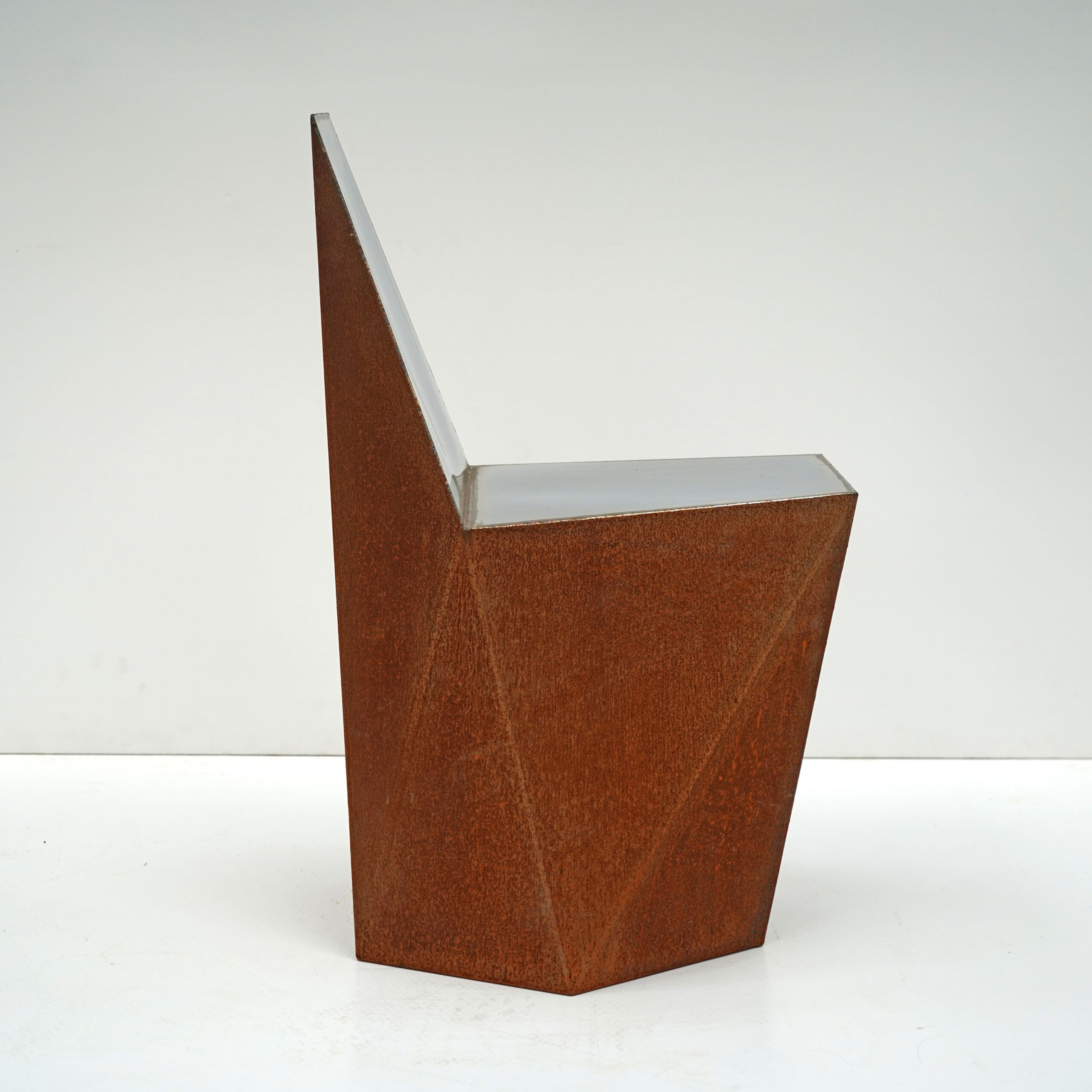 Hex Chair Corten in Welded Steel & Mirror Polish Stainless Steel by Julian Mayor 6