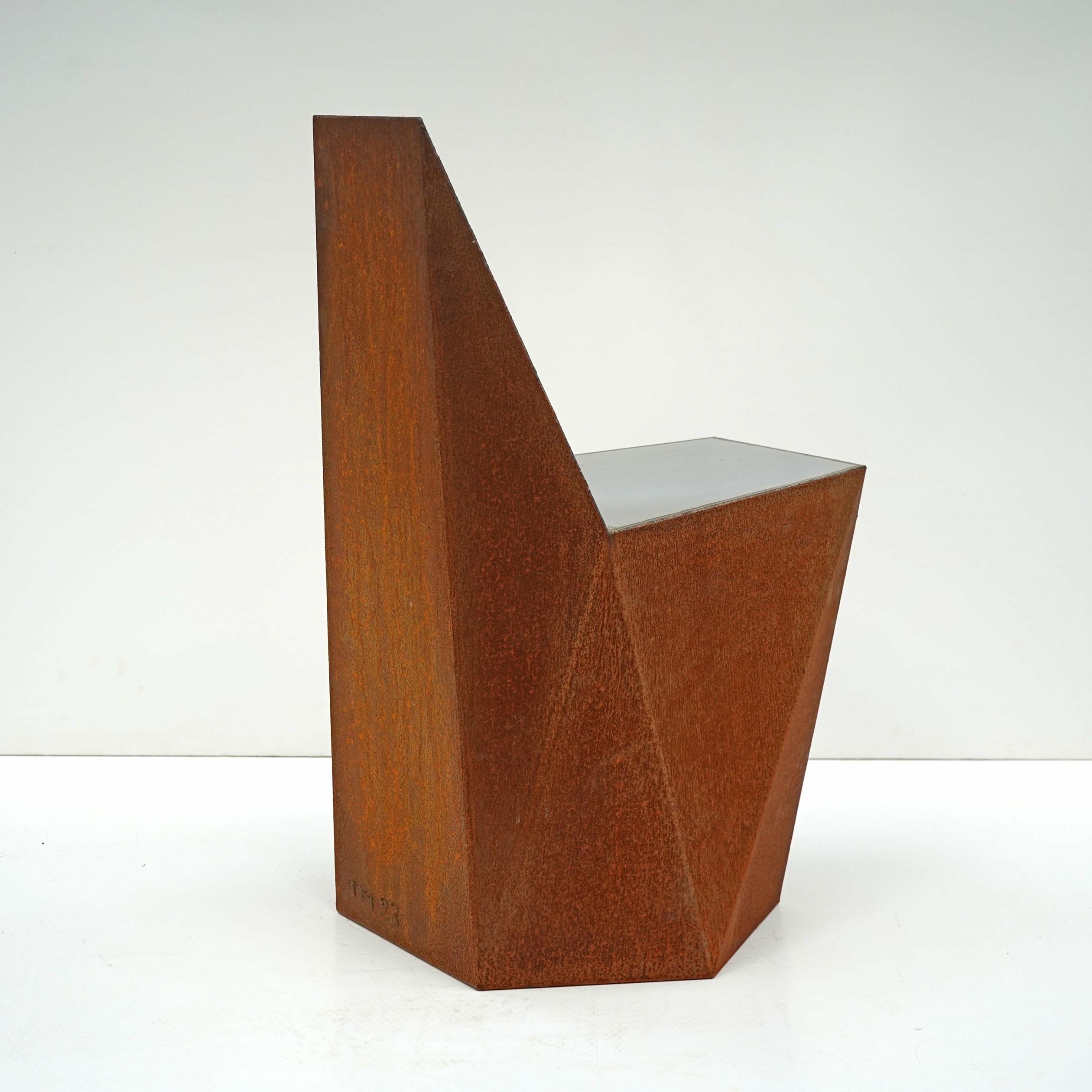 Hex Chair Corten in Welded Steel & Mirror Polish Stainless Steel by Julian Mayor 6
