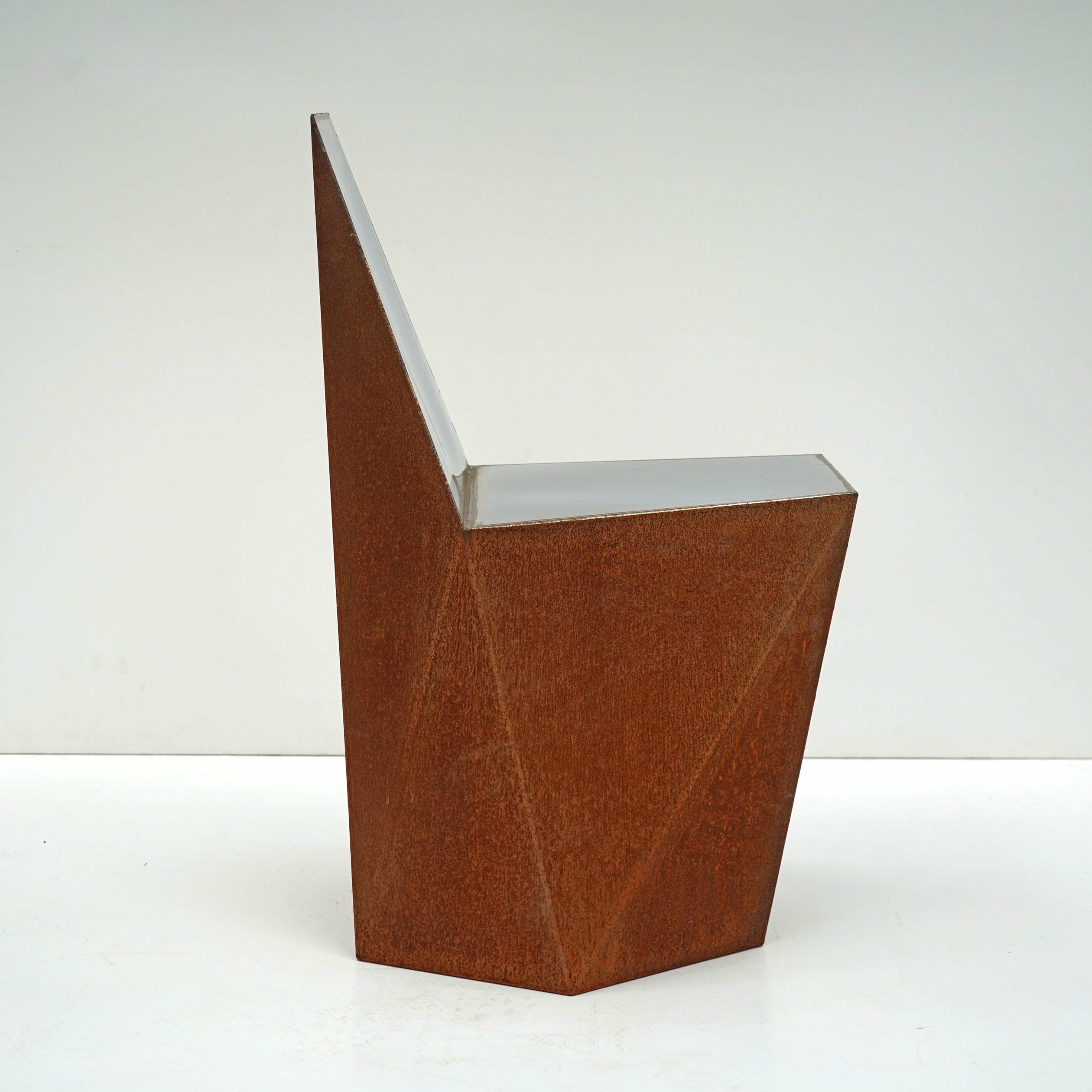 Hex Chair Corten in Welded Steel & Mirror Polish Stainless Steel by Julian Mayor 7