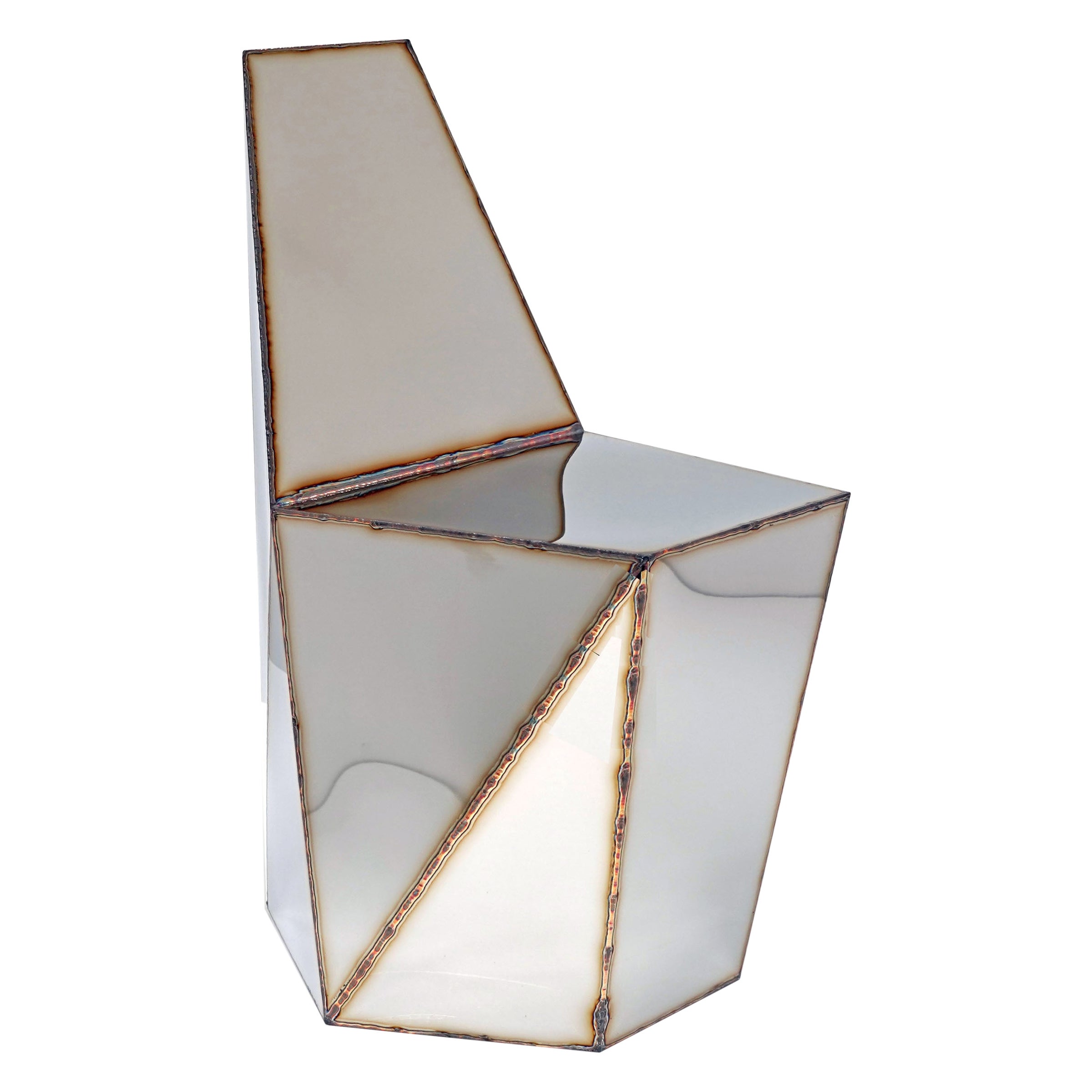 Hex Chair in Welded Mirror Polished Stainless Steel by Julian Mayor 1