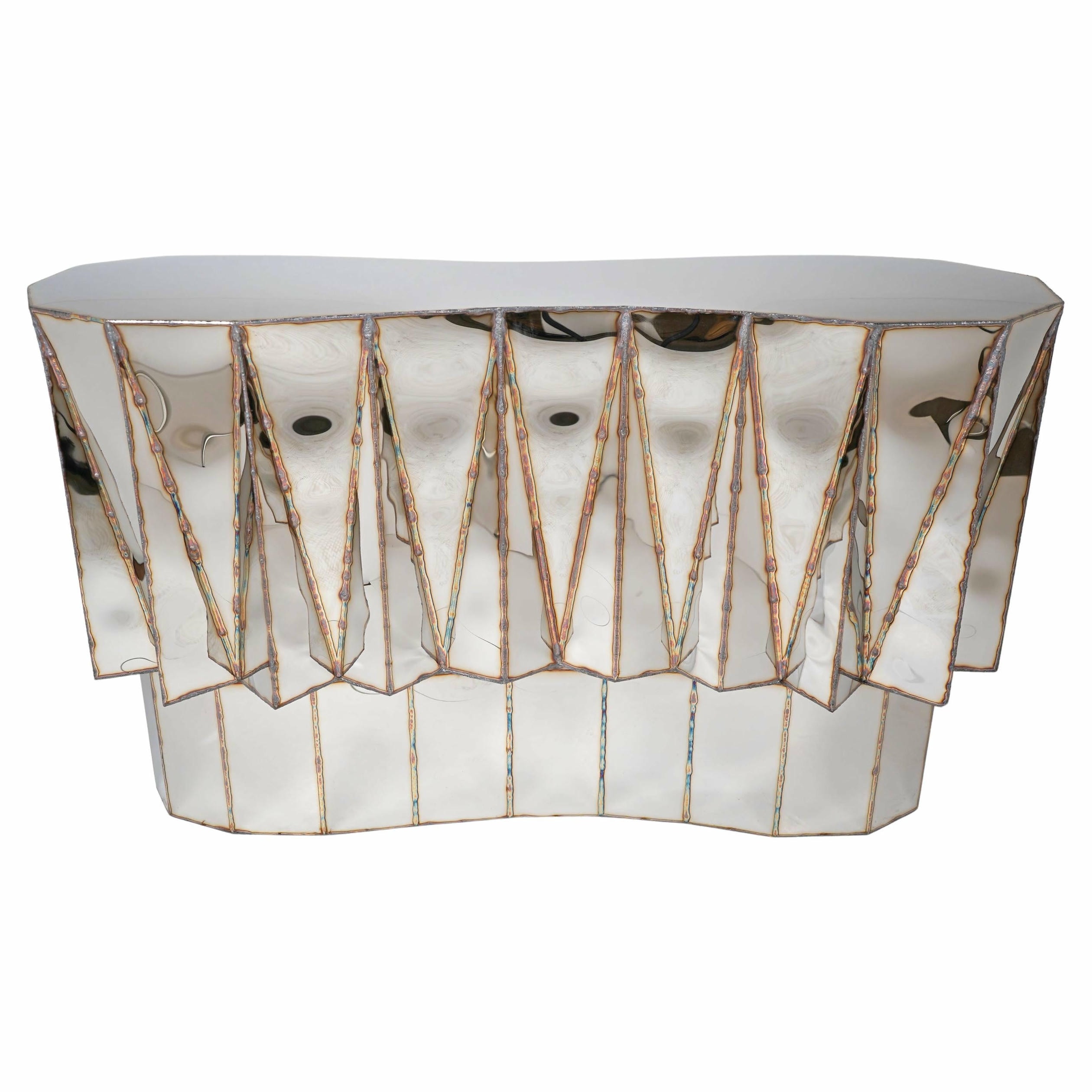 Jagged Edge Bar in Welded Mirror Polished Stainless Steel by Julian Mayor 1