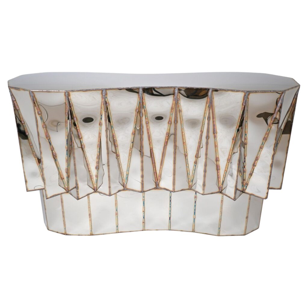 Jagged Edge Bar in Welded Mirror Polished Stainless Steel by Julian Mayor 1