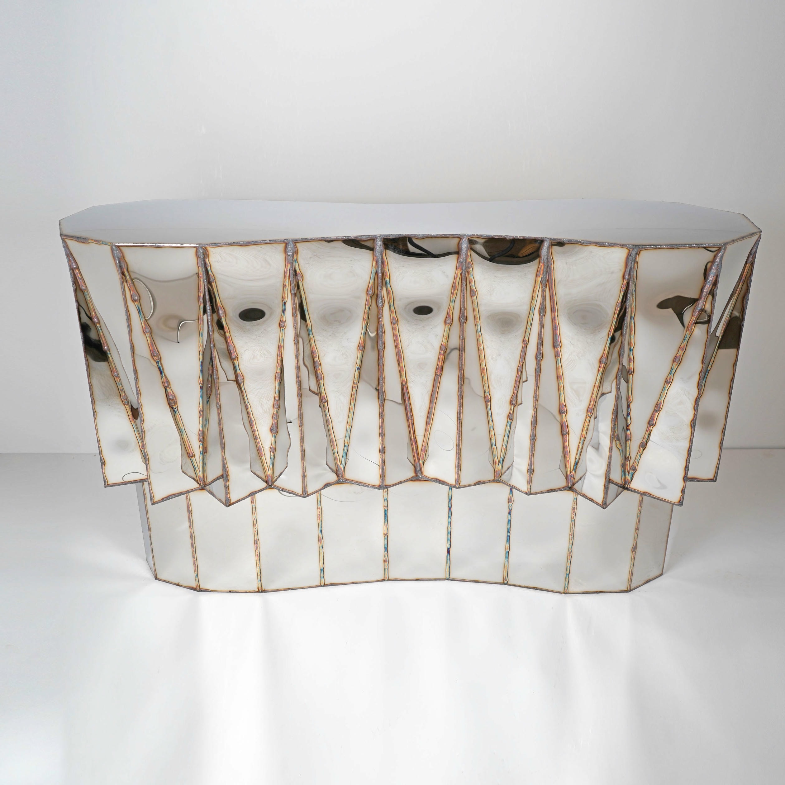 Jagged Edge Bar in Welded Mirror Polished Stainless Steel by Julian Mayor 2