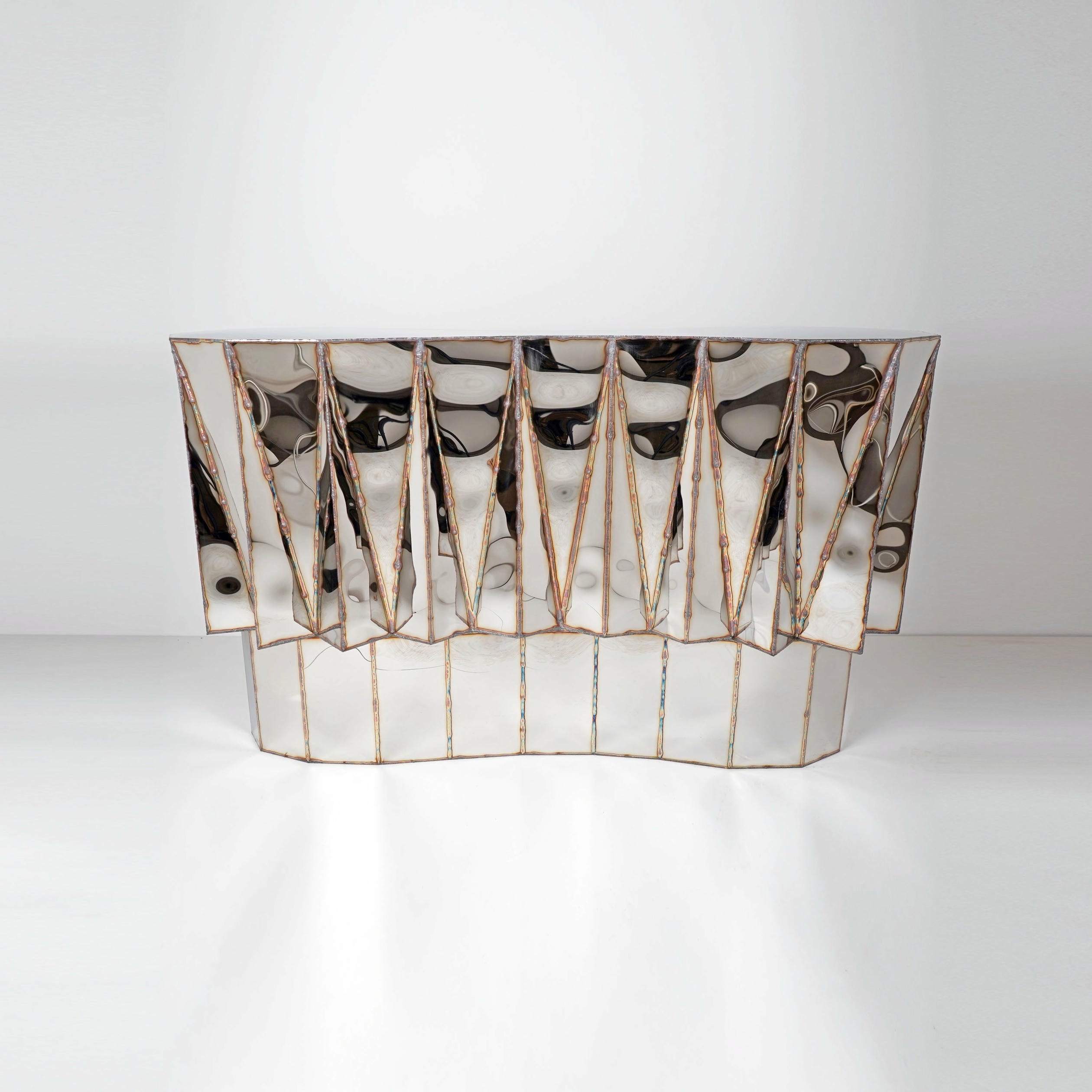 Jagged Edge Bar in Welded Mirror Polished Stainless Steel by Julian Mayor 4