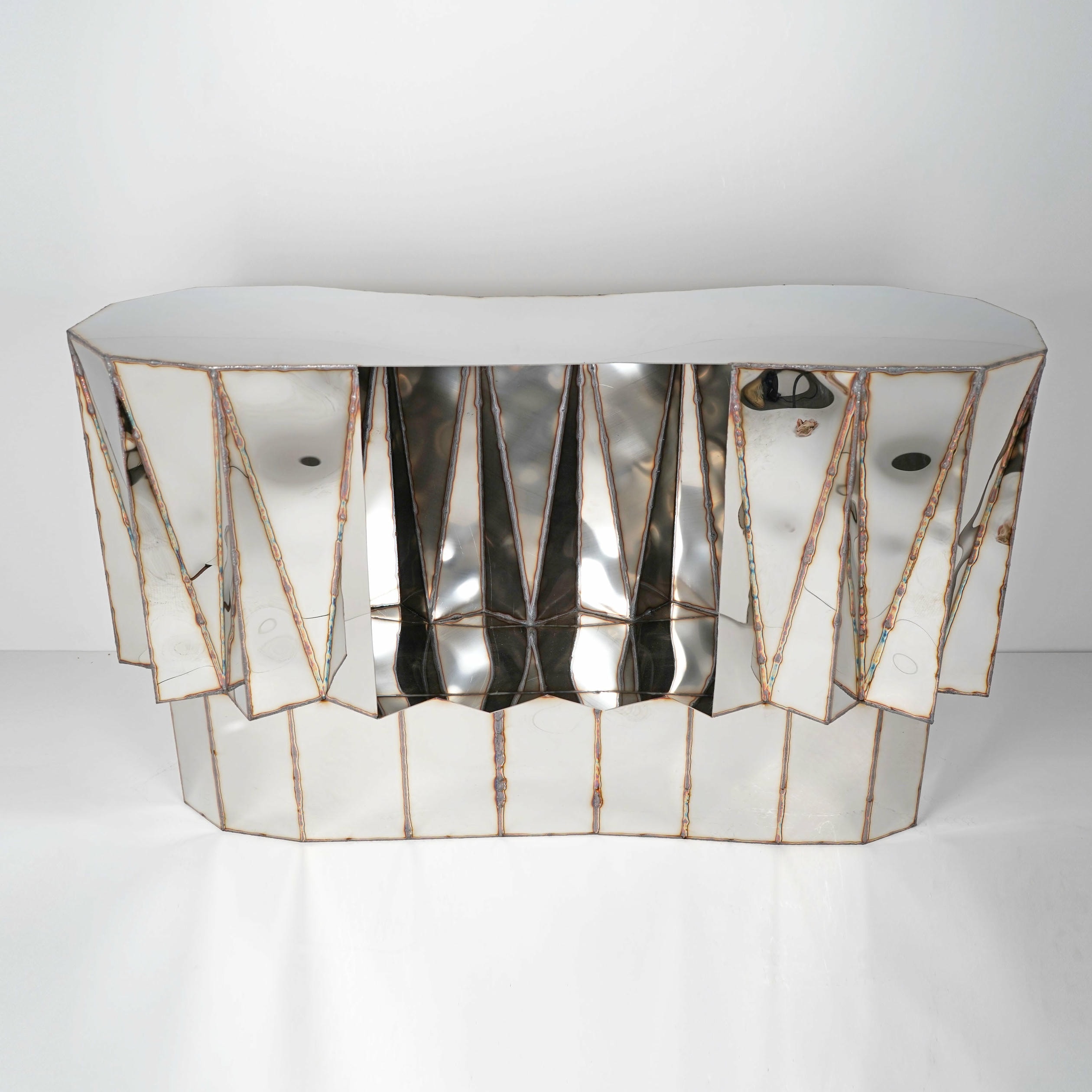 Jagged Edge Bar in Welded Mirror Polished Stainless Steel by Julian Mayor 5