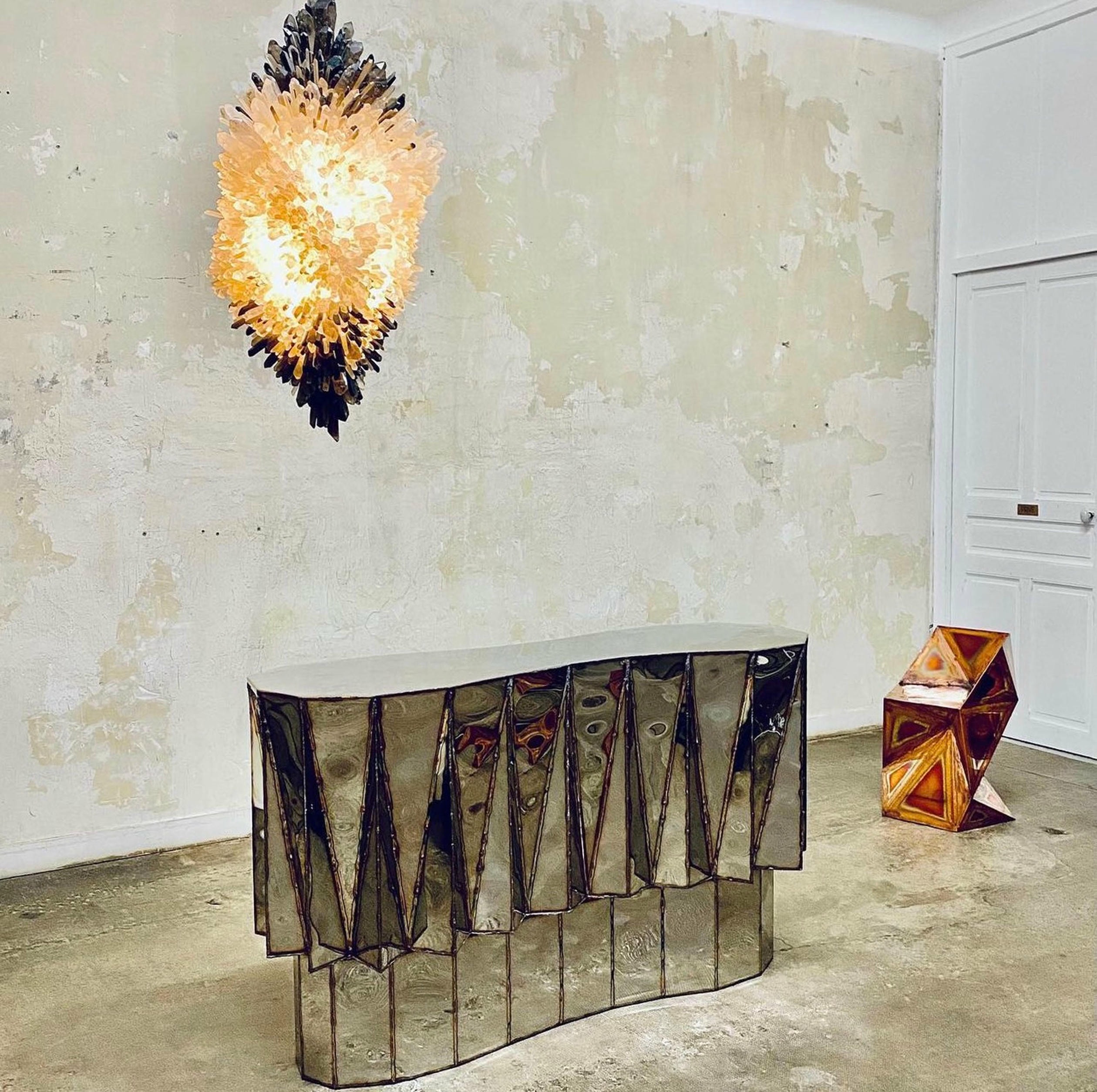 Jagged Edge Bar in Welded Mirror Polished Stainless Steel by Julian Mayor 7