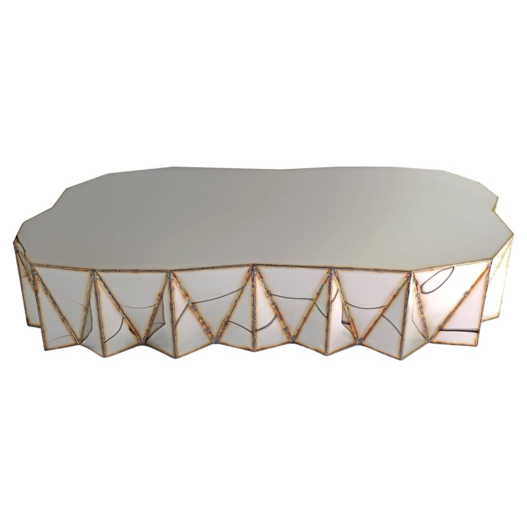 Jagged Edge Genius Loci Table in Mirror Polished Stainless Steel by Julian Mayor 1