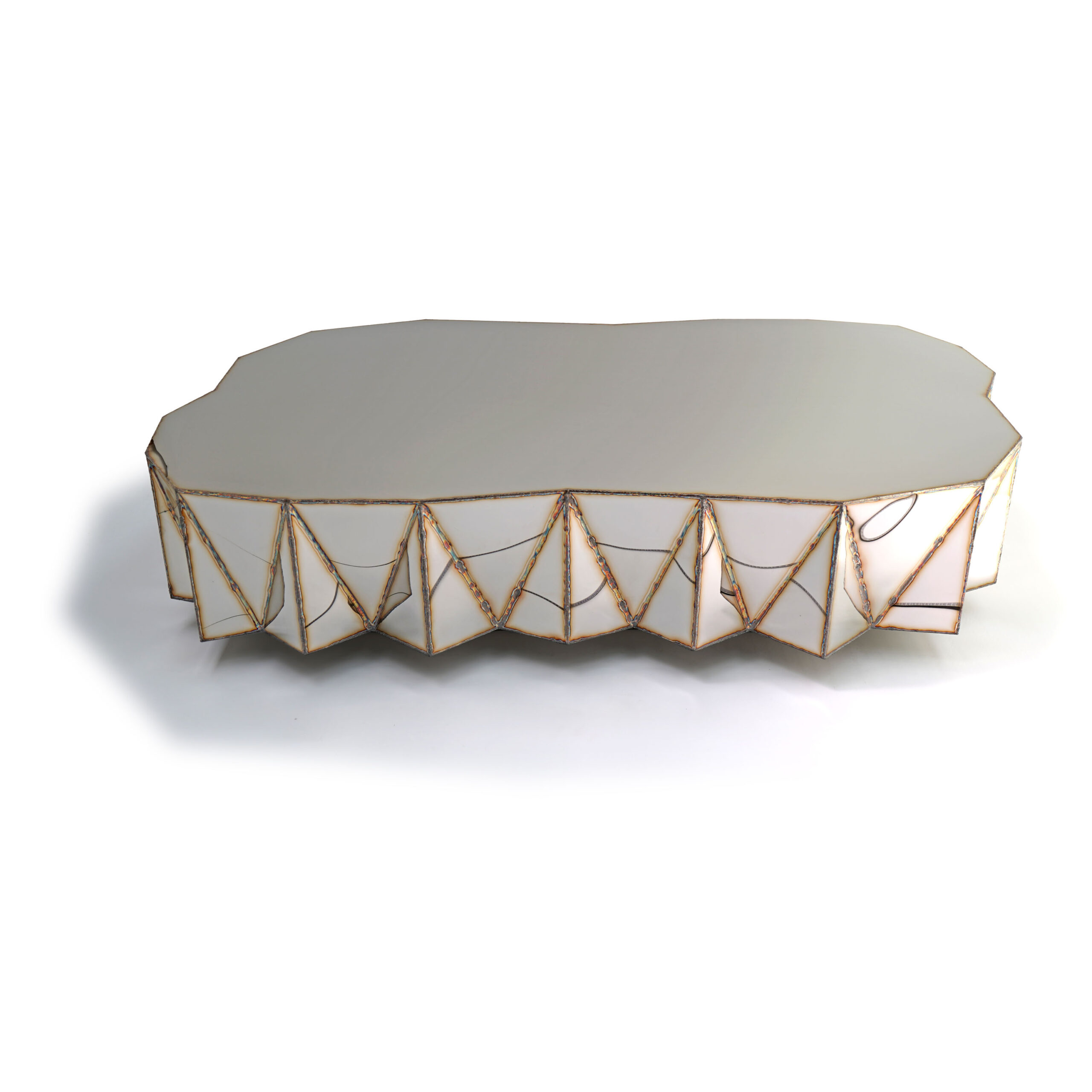 Jagged Edge Genius Loci Table in Mirror Polished Stainless Steel by Julian Mayor 3