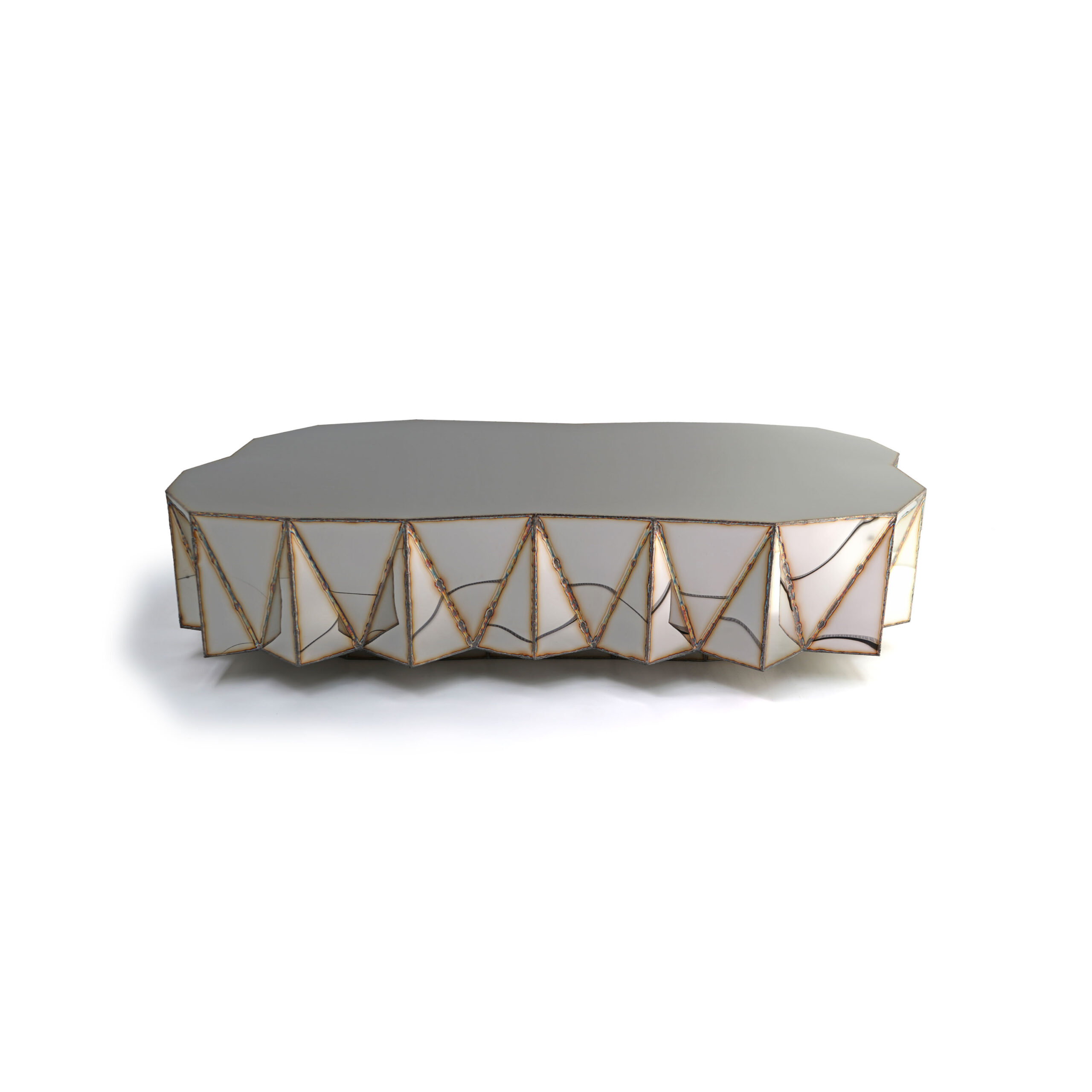 Jagged Edge Genius Loci Table in Mirror Polished Stainless Steel by Julian Mayor 4