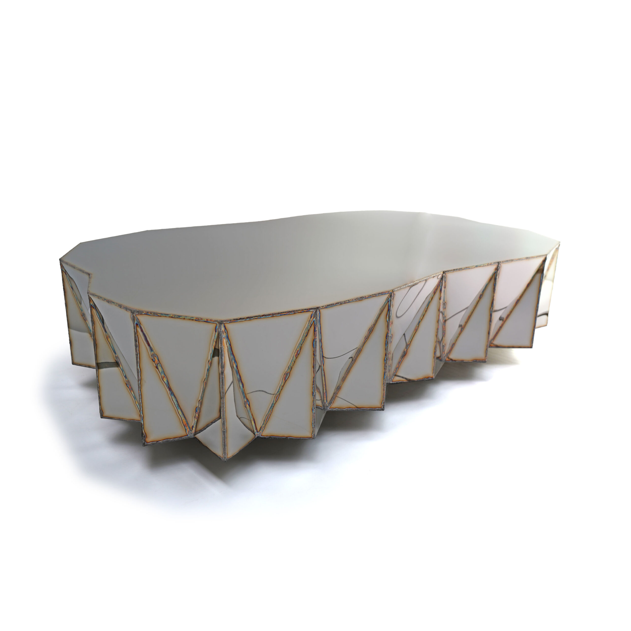 Jagged Edge Genius Loci Table in Mirror Polished Stainless Steel by Julian Mayor 6