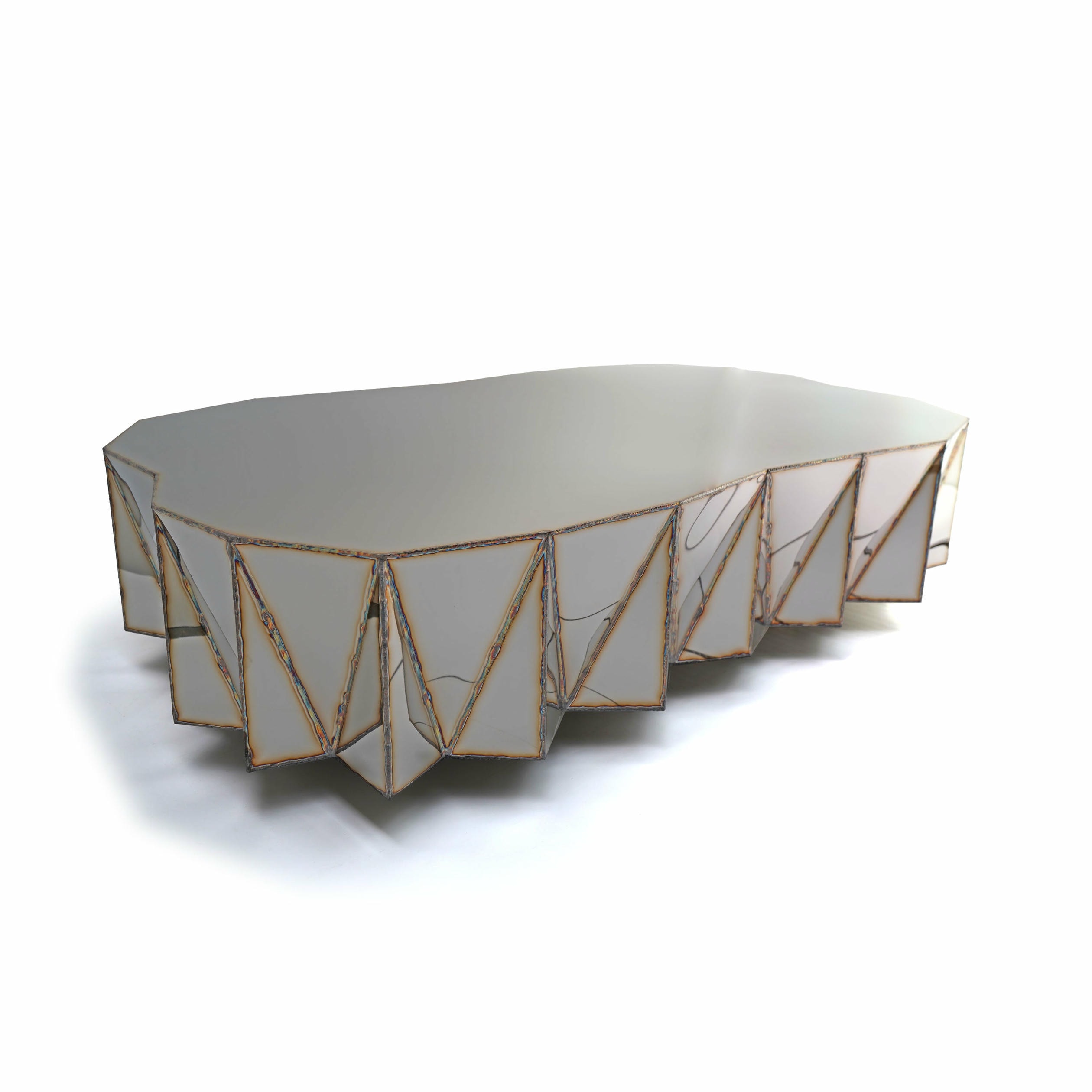 Jagged Edge Genius Loci Table in Mirror Polished Stainless Steel by Julian Mayor 9