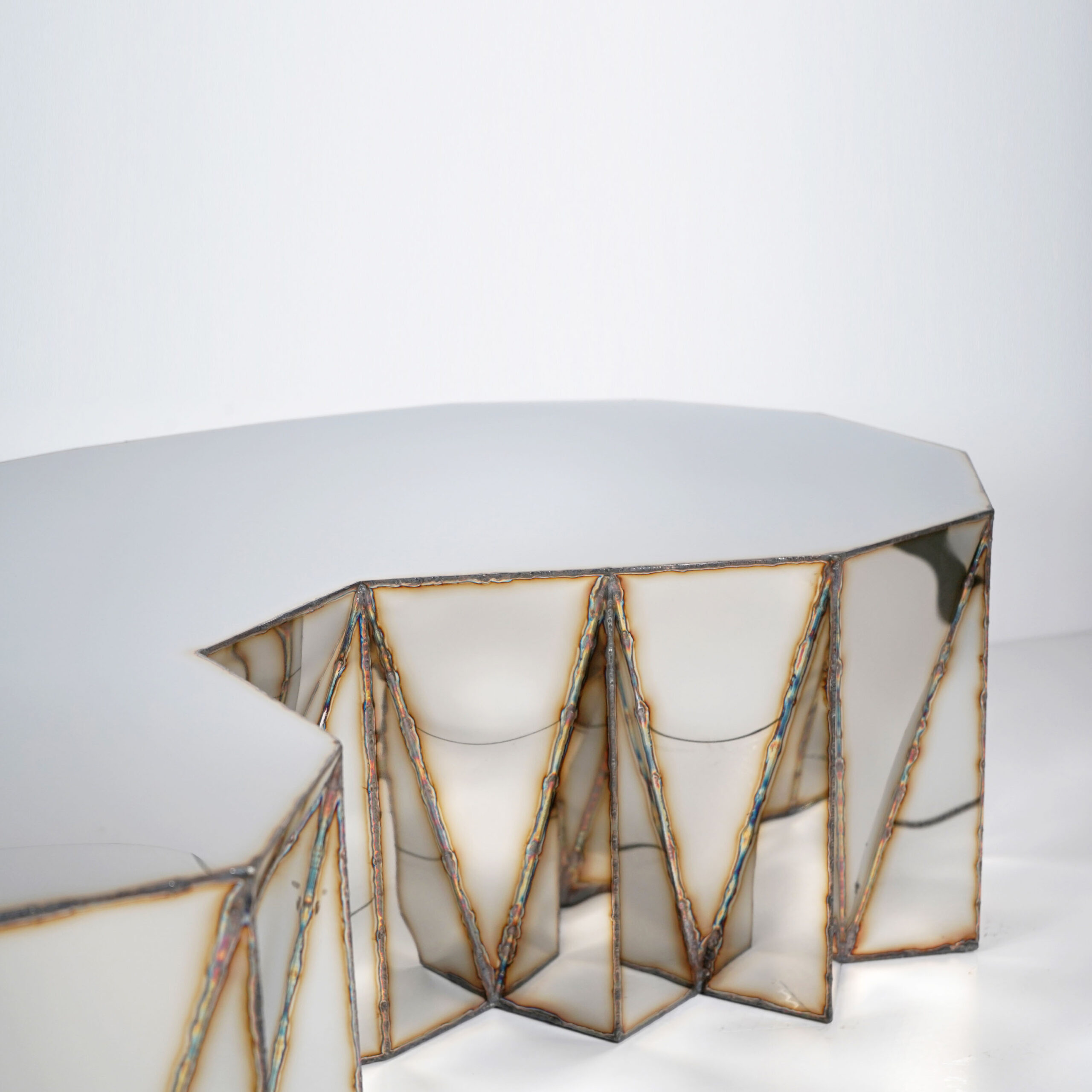 Jagged Edge Kidney Table in Mirror Polished Stainless Steel by Julian Mayor 5