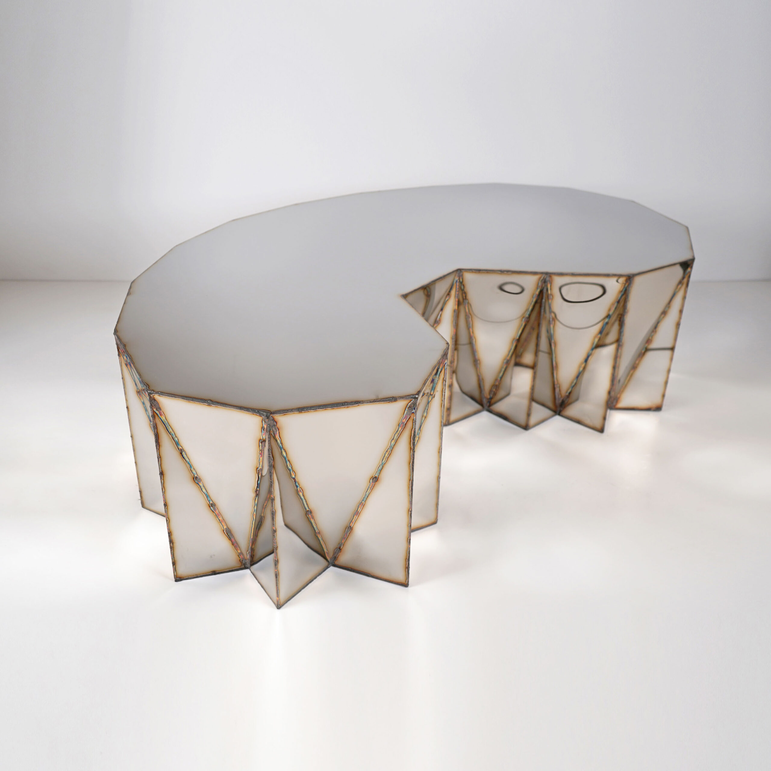 Jagged Edge Kidney Table in Mirror Polished Stainless Steel by Julian Mayor 7