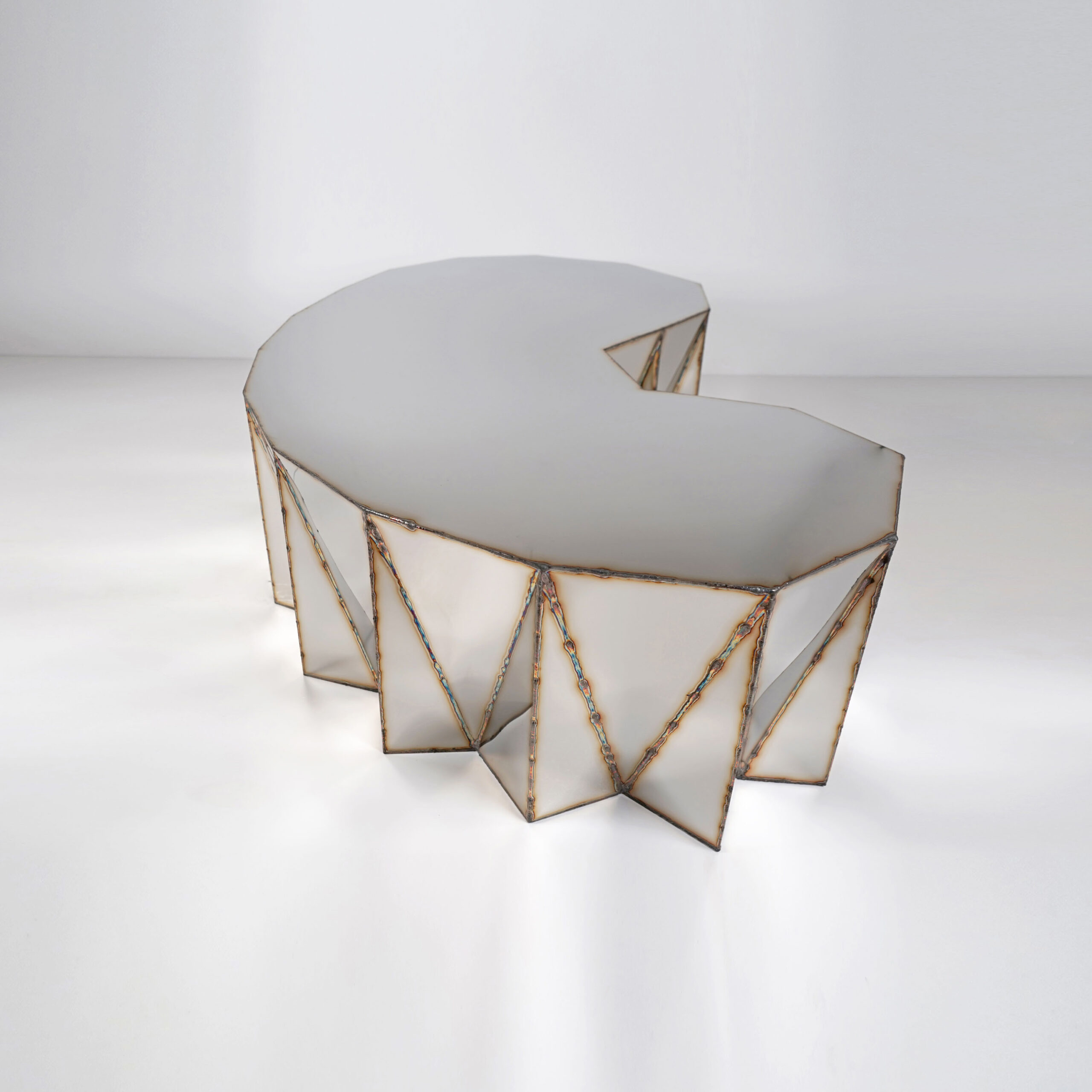 Jagged Edge Kidney Table in Mirror Polished Stainless Steel by Julian Mayor 8