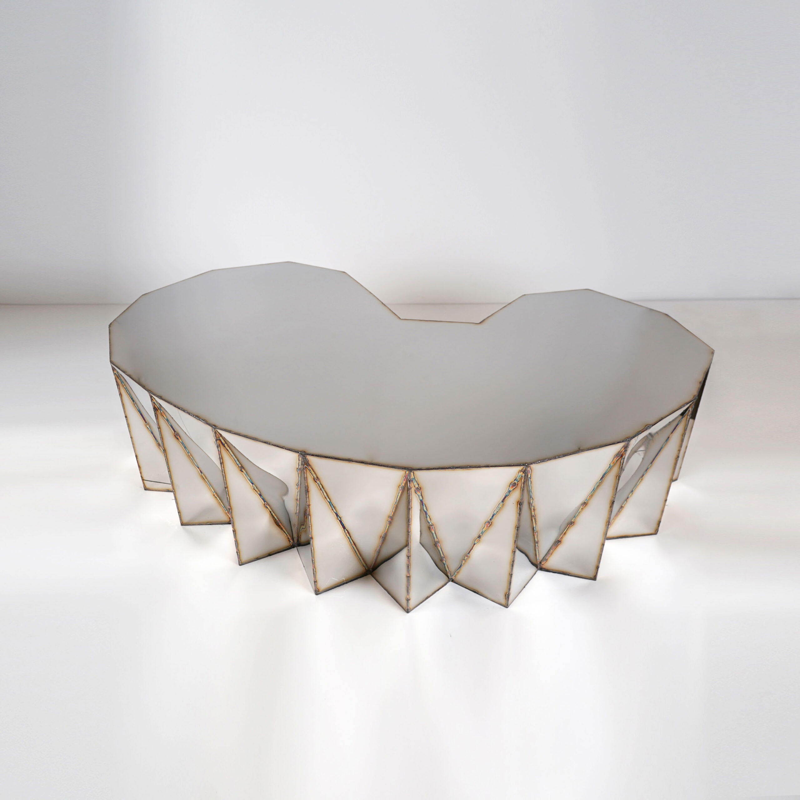 Jagged Edge Kidney Table in Mirror Polished Stainless Steel by Julian Mayor 9