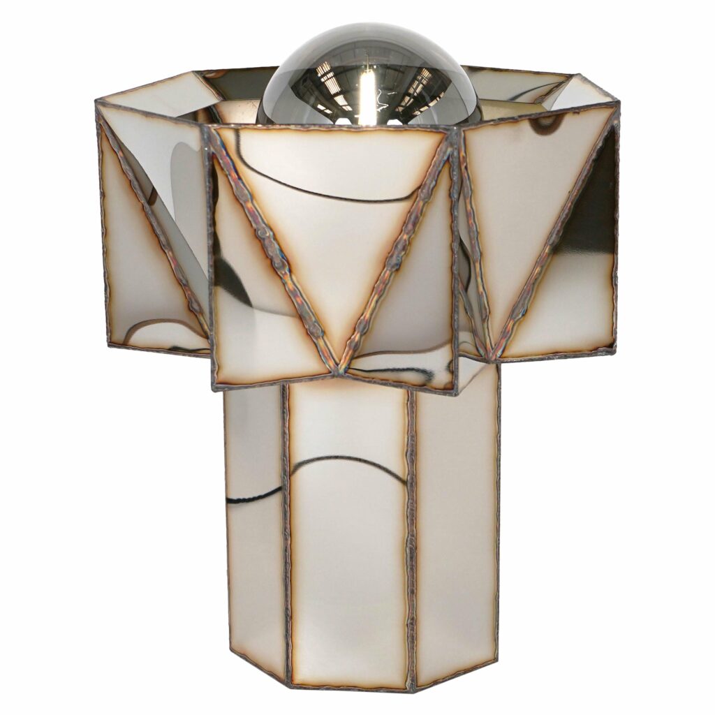 Jagged Edge Table Lamp in Welded Mirror Polished Stainless Steel by Julian Mayor 1
