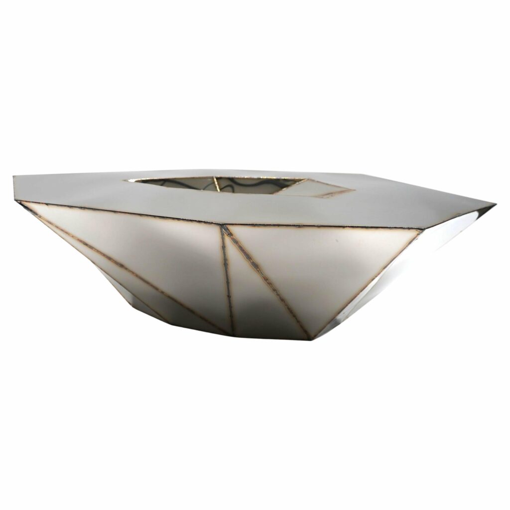 Lunar Small Table in Welded Mirror Polished Stainless Steel by Julian Mayor 1