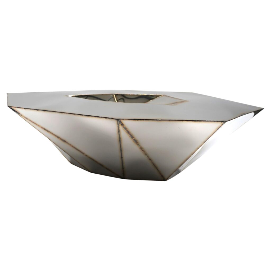 Lunar Small Table in Welded Mirror Polished Stainless Steel by Julian Mayor 1