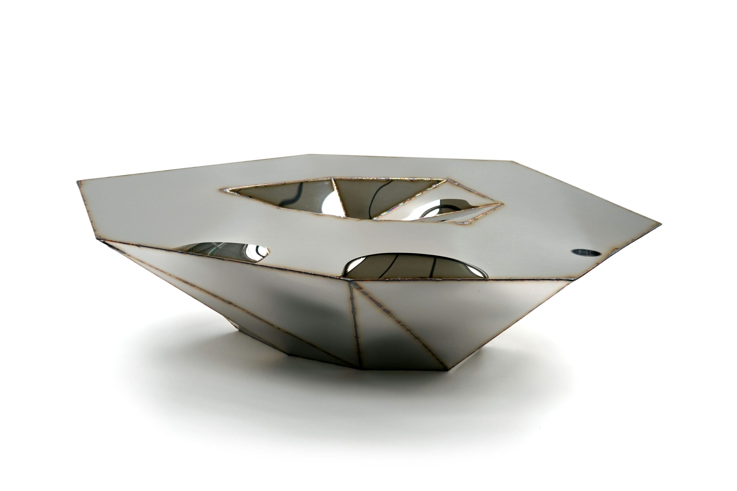 Lunar Small Table in Welded Mirror Polished Stainless Steel by Julian Mayor 2
