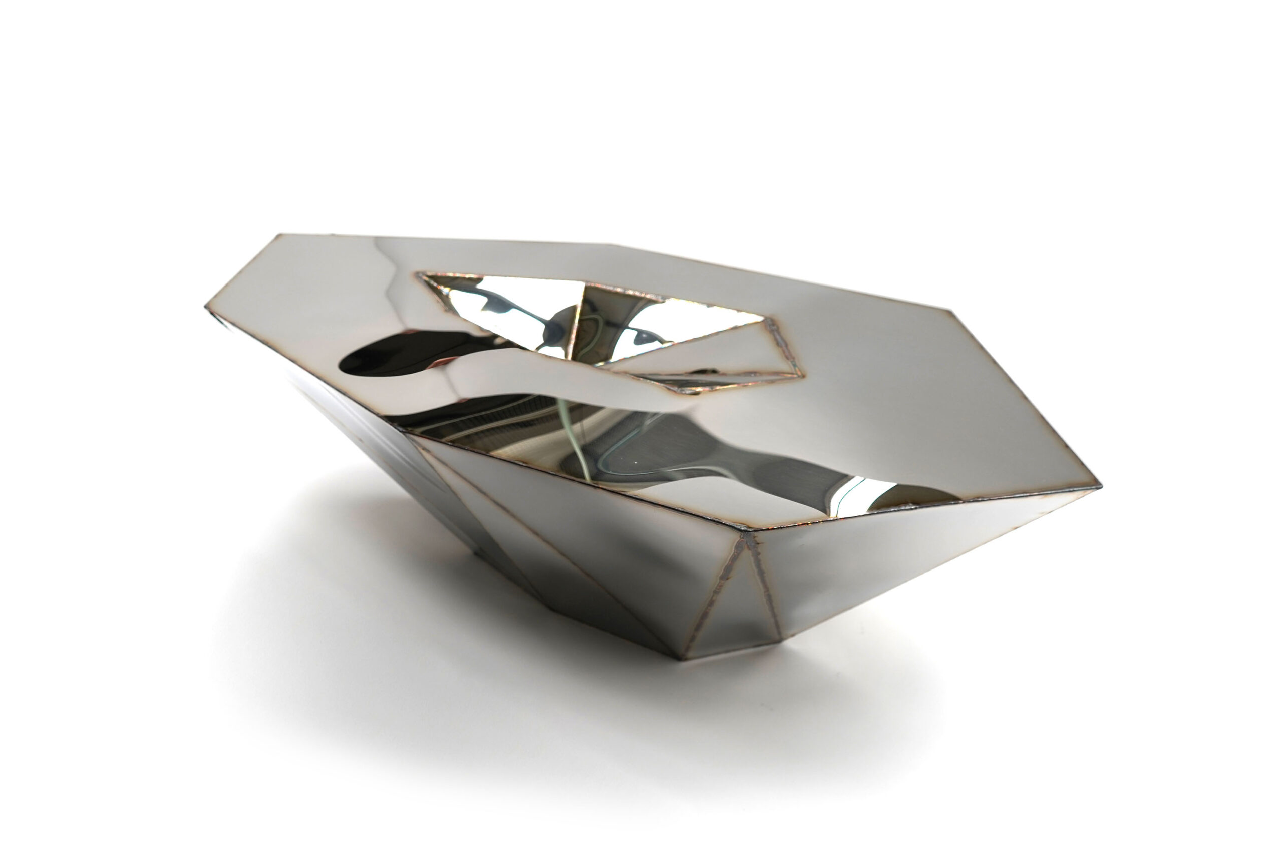 Lunar Small Table in Welded Mirror Polished Stainless Steel by Julian Mayor 3