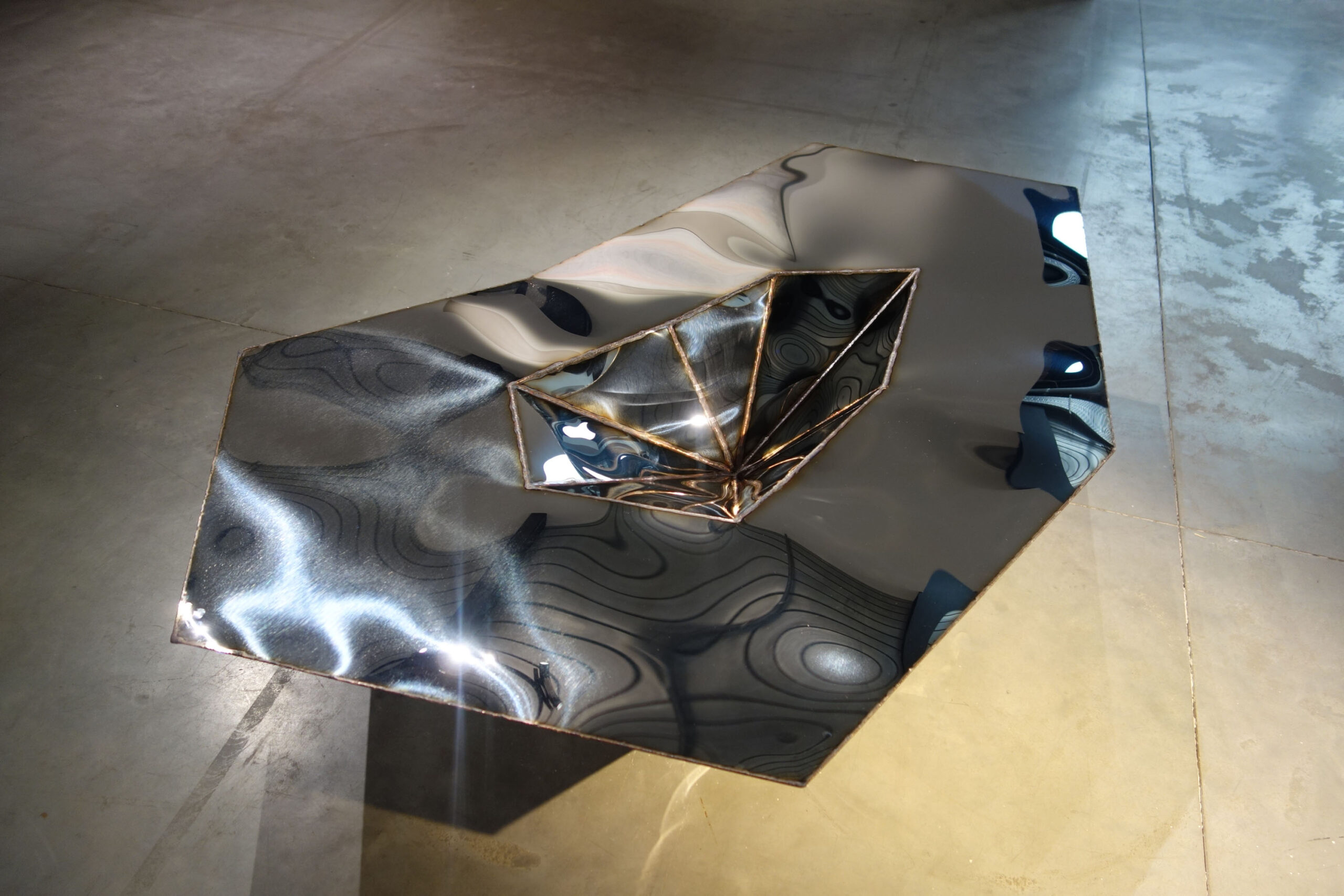 Lunar Table in Welded Mirror Polished Stainless Steel by Julian Mayor 2