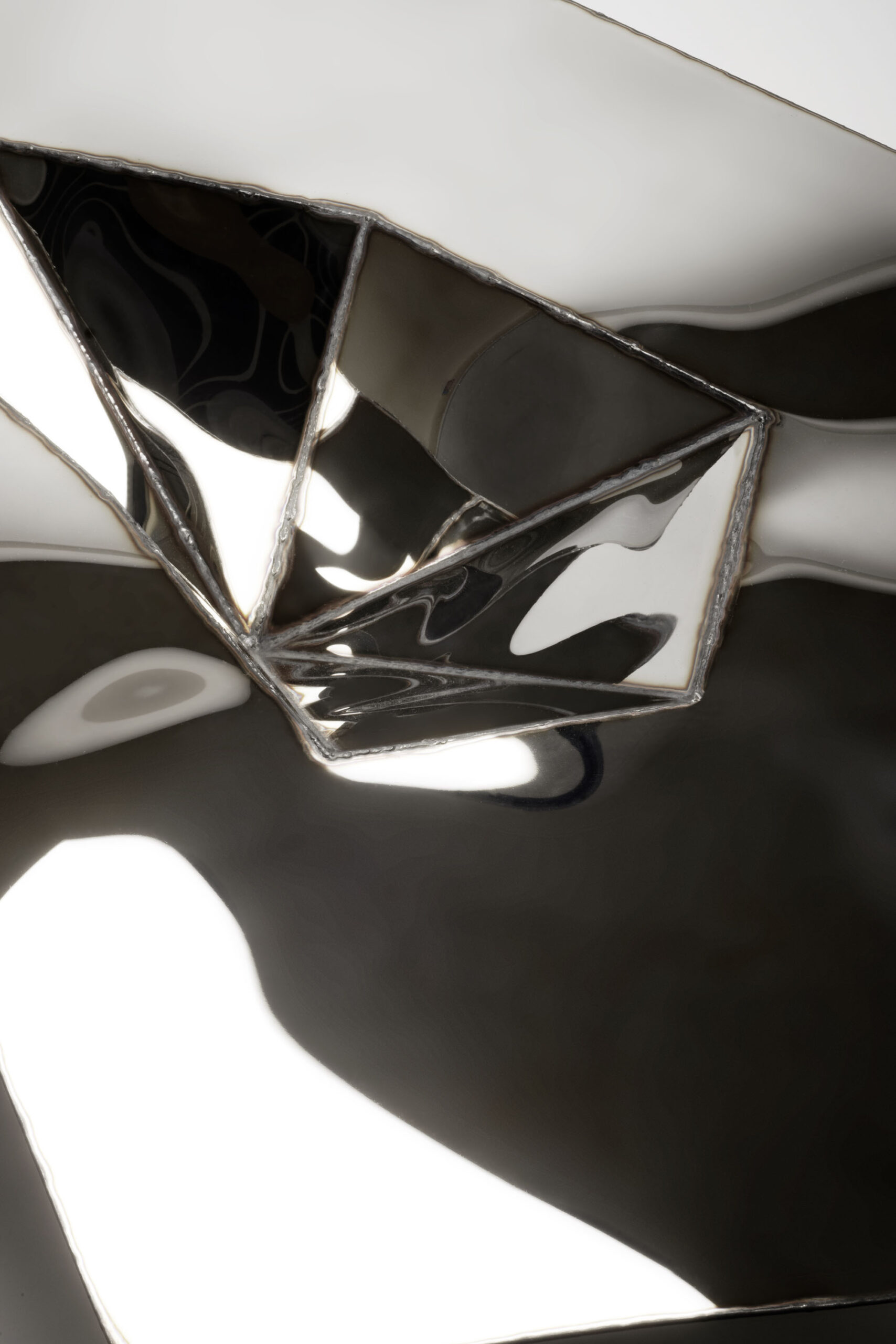 Lunar Table in Welded Mirror Polished Stainless Steel by Julian Mayor 23