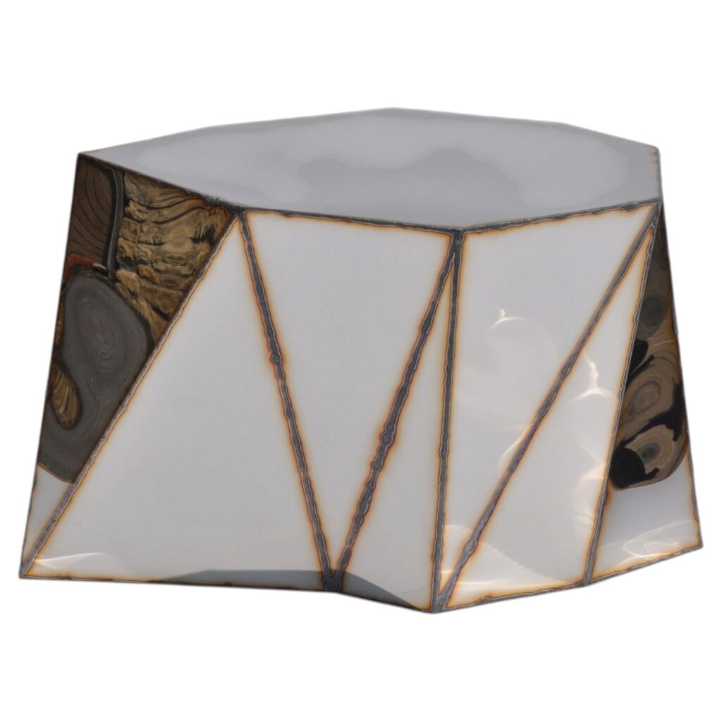 Mirror Table in Welded Mirror Polished Stainless Steel by Julian Mayor 1