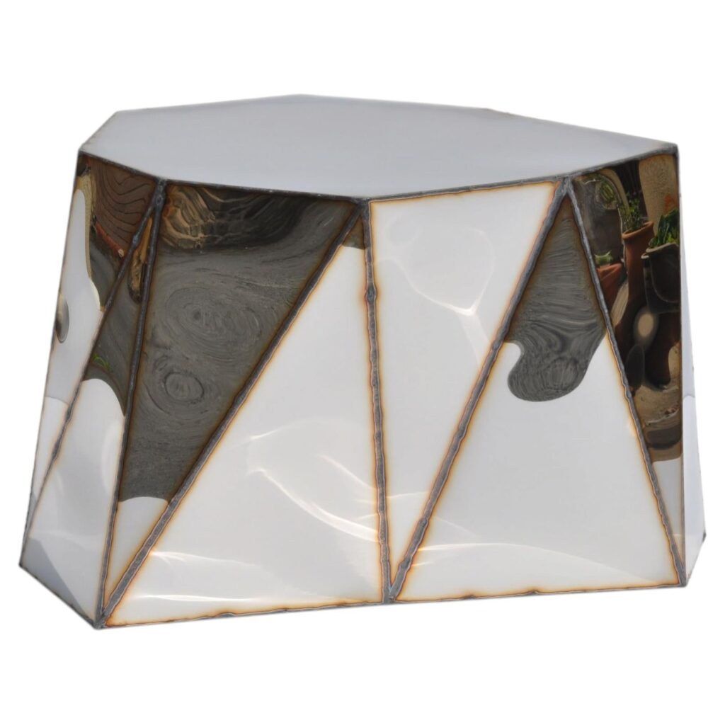Mirror Table in Welded Mirror Polished Stainless Steel by Julian Mayor 1