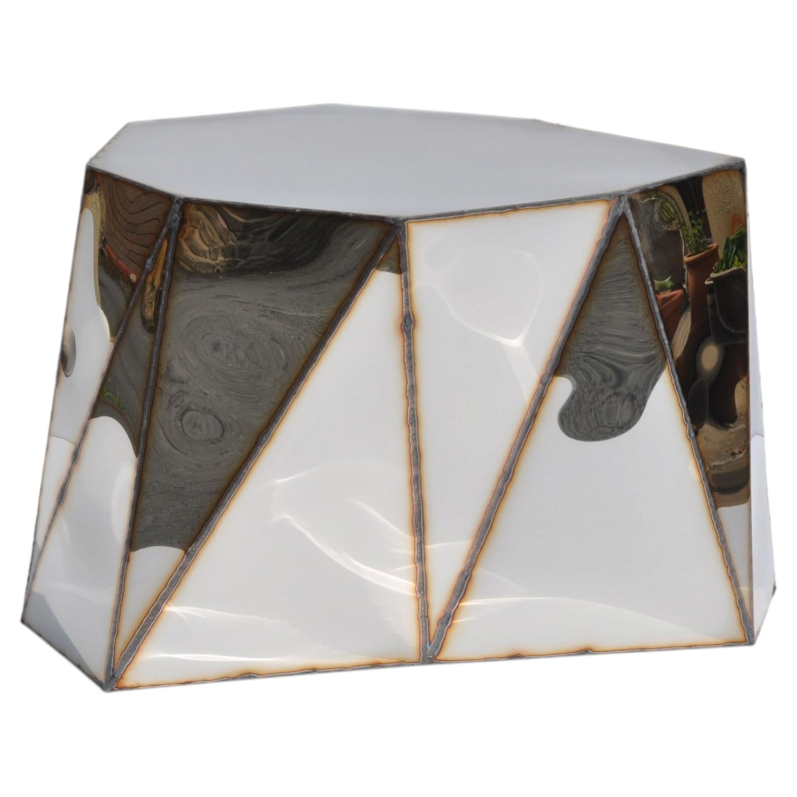 Mirror Table in Welded Mirror Polished Stainless Steel by Julian Mayor 1